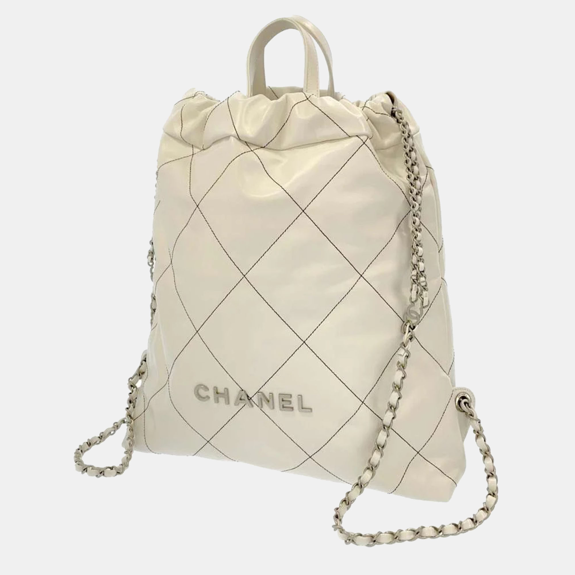 Chanel White Lambskin Small Hobo 22 Brushed Silver Hardware Available For  Immediate Sale At Sotheby's