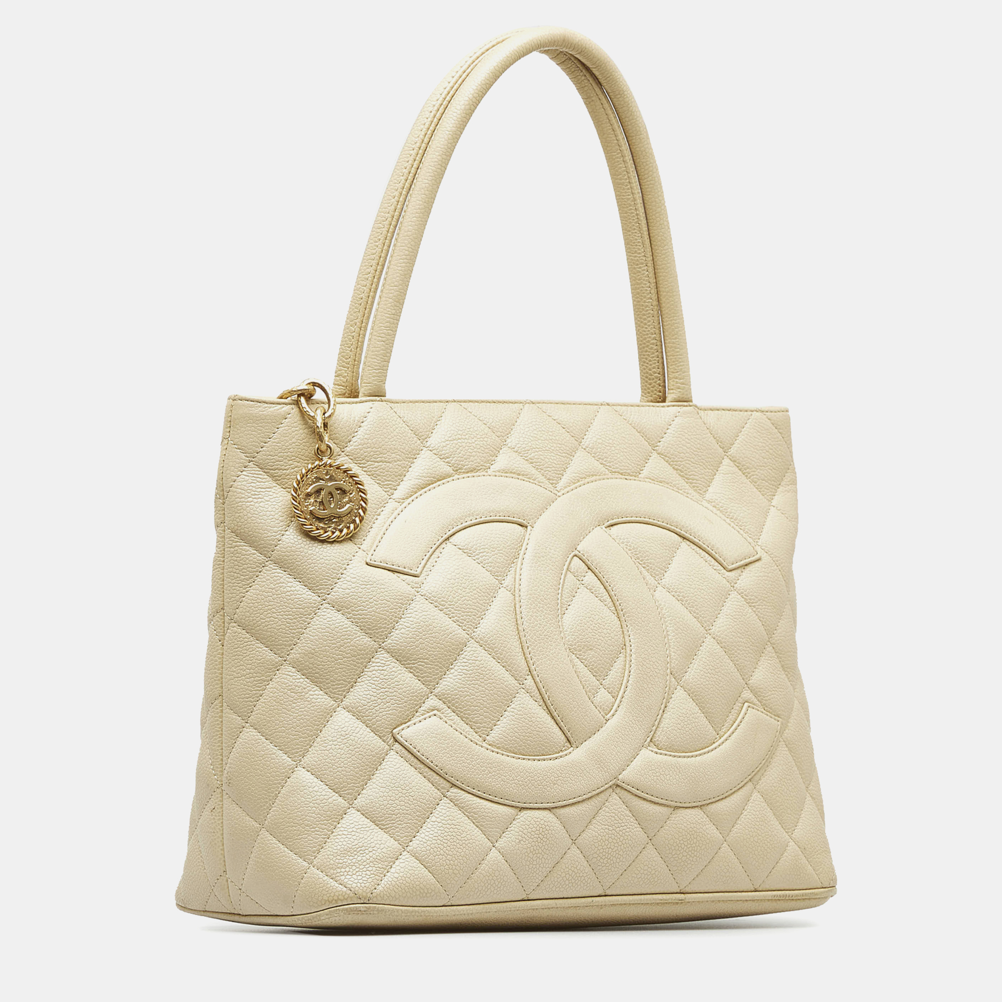 

Chanel Caviar Medallion Tote, Beige