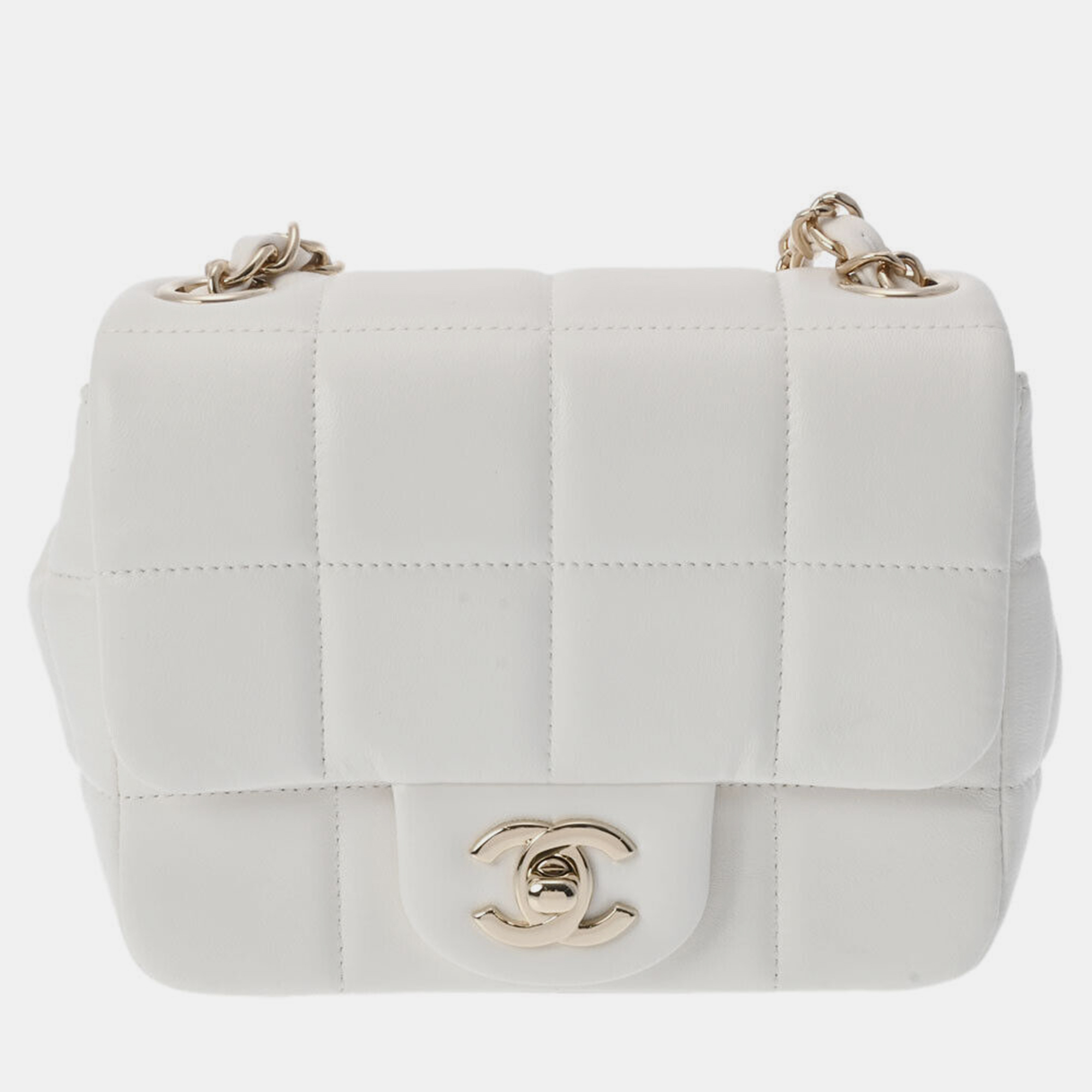 

Chanel Lambskin Cube Chain Mini Crossbody Bag, White