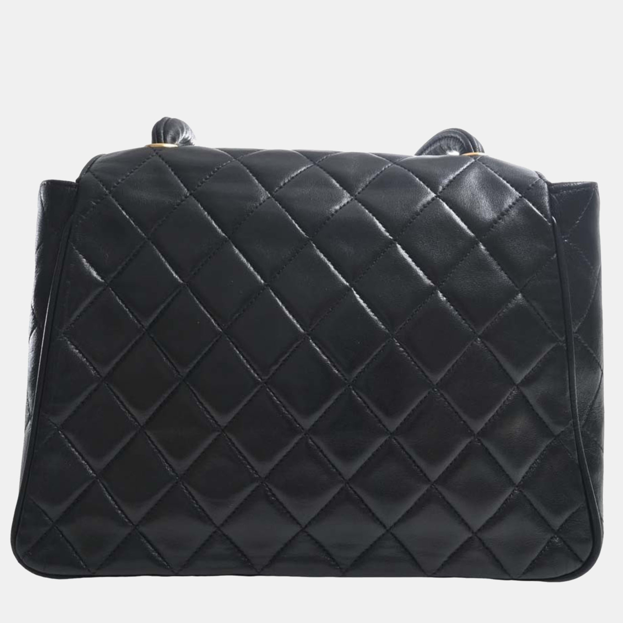 

Chanel Black Lambskin Leather Vintage Flap Shoulder Bag