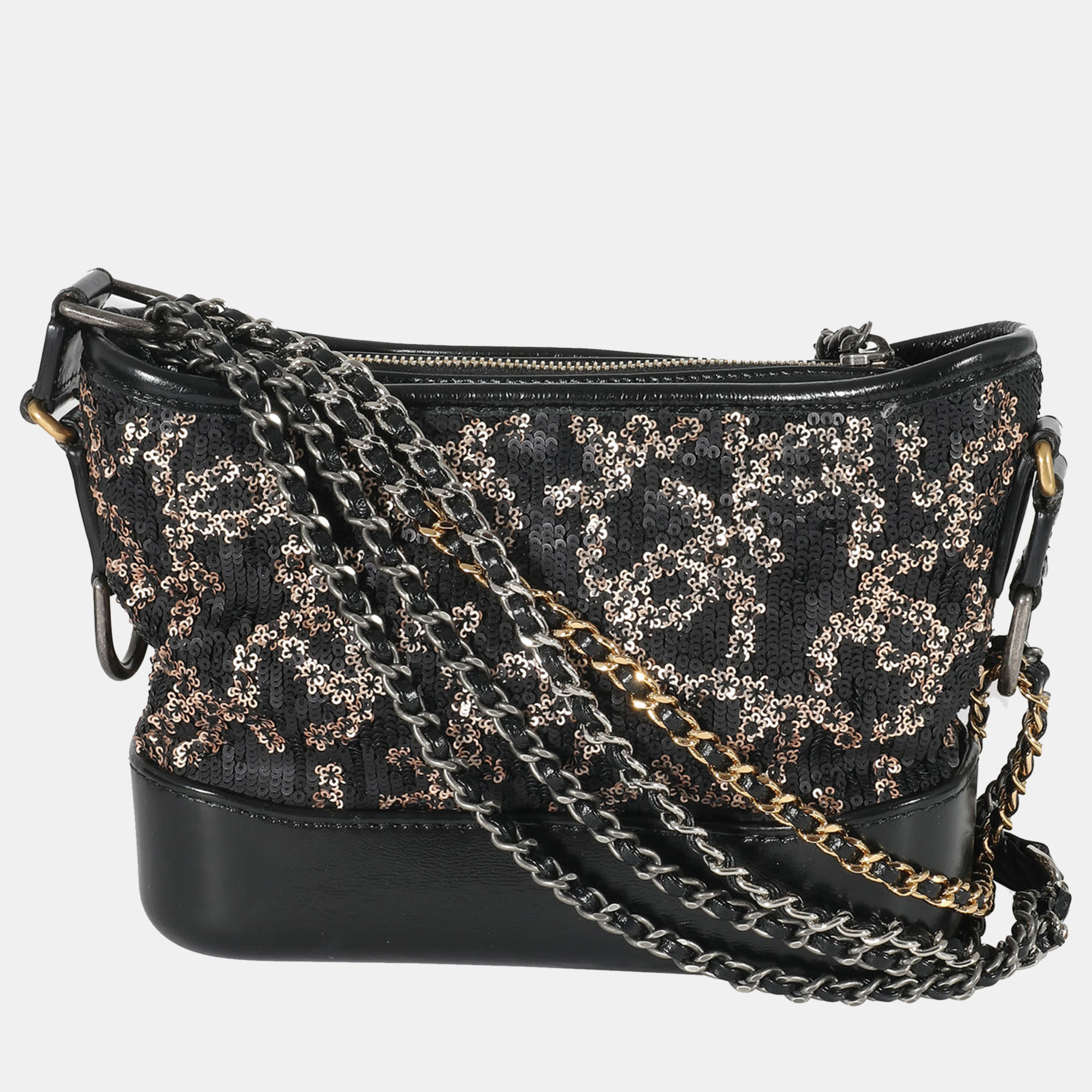 

Chanel Black/Pink Leather Sequin Mini Gabrielle Hobo Bag