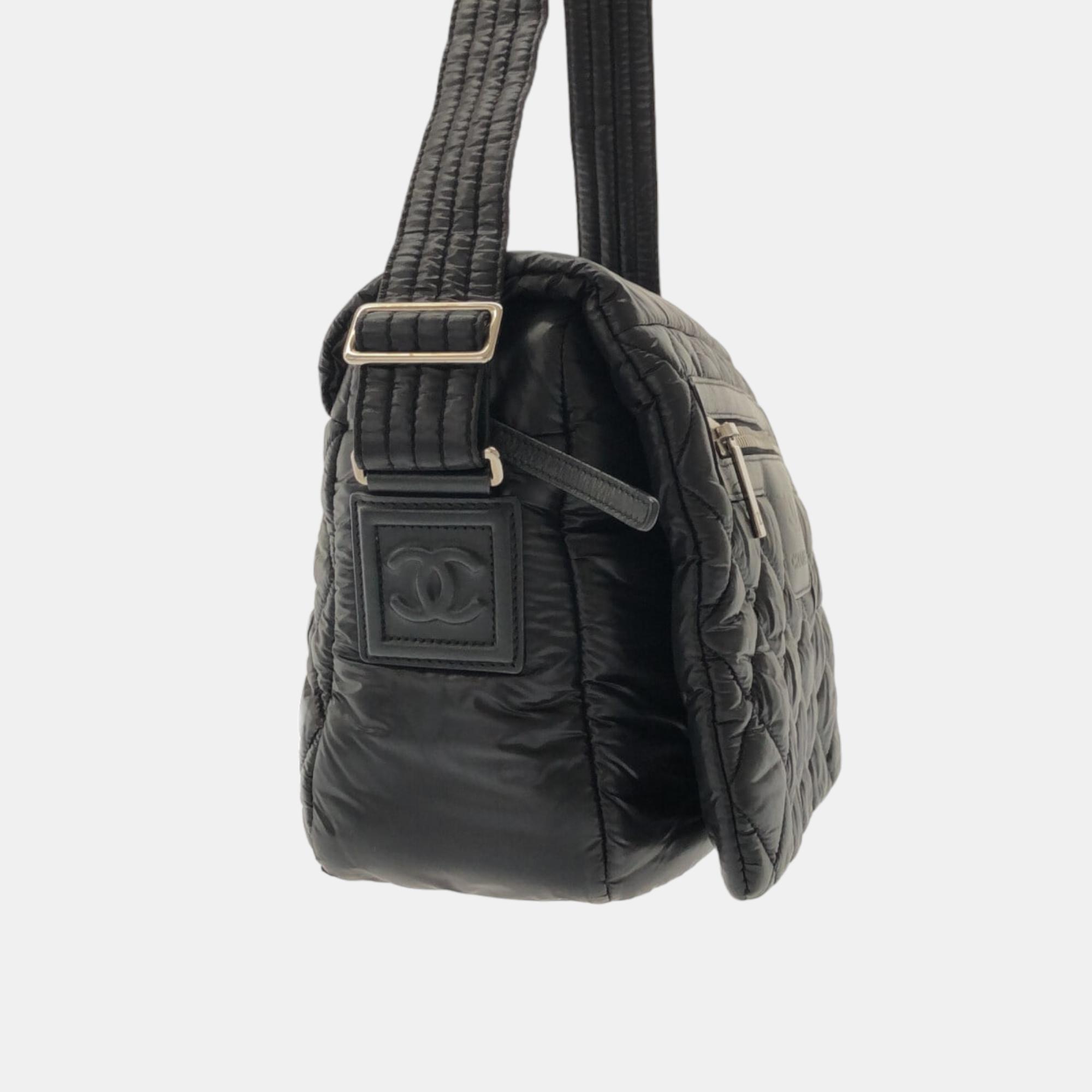 

Chanel Black Leather Nylon Coco Cocoon Messenger Bag