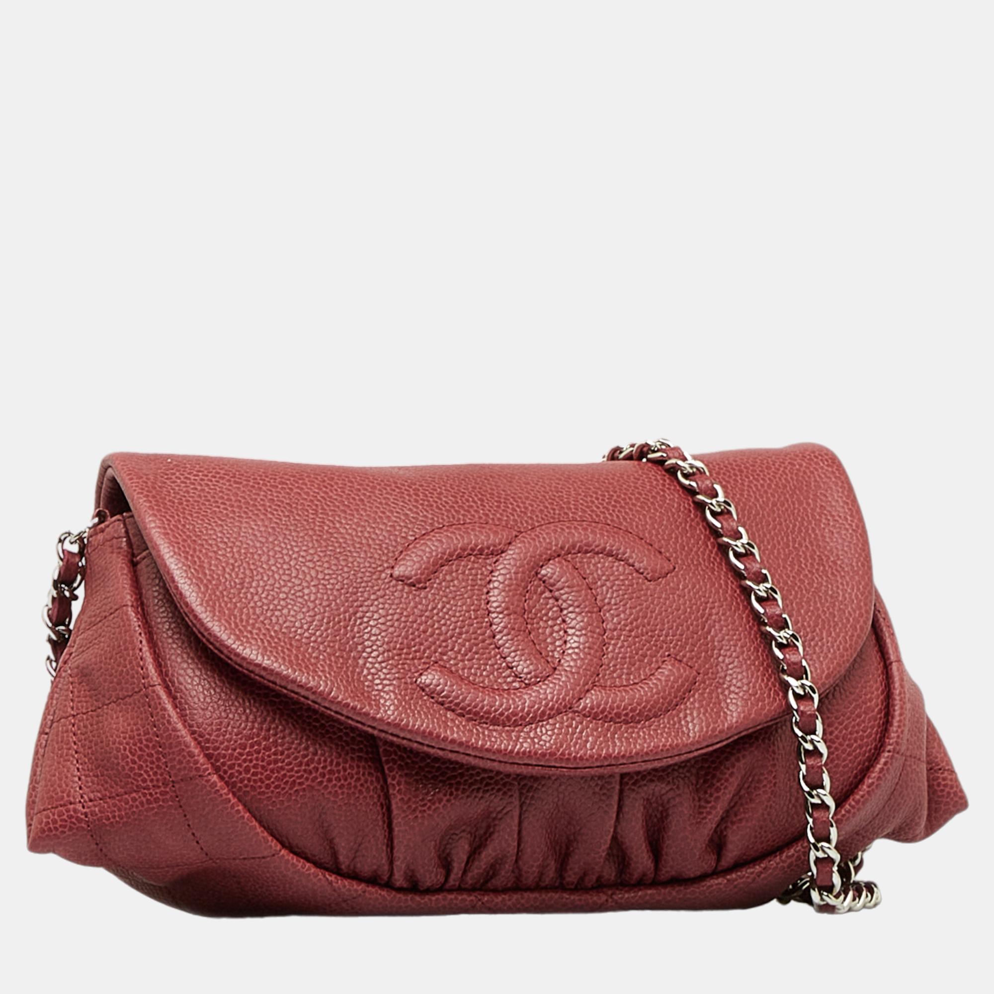 

Chanel Red Caviar CC Half Moon Flap
