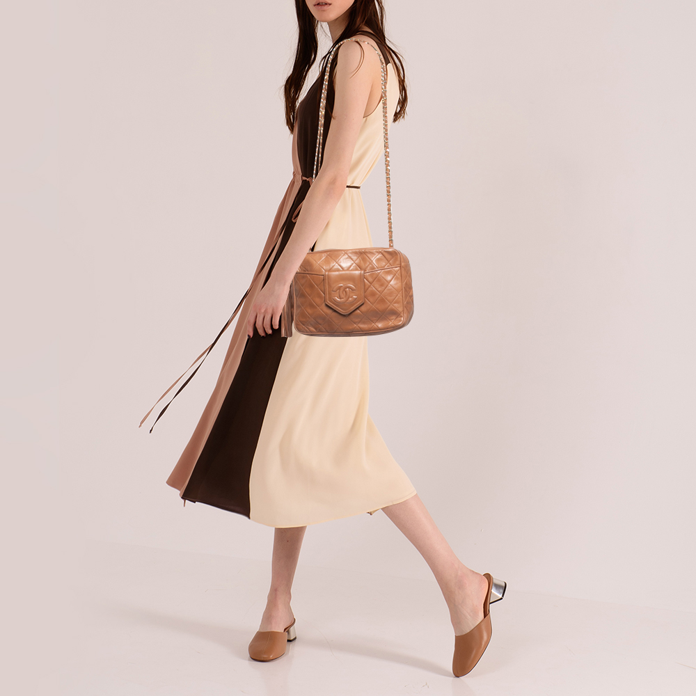 

Chanel Brown Quilted Leather CC Pocket Tassel Camera Bag