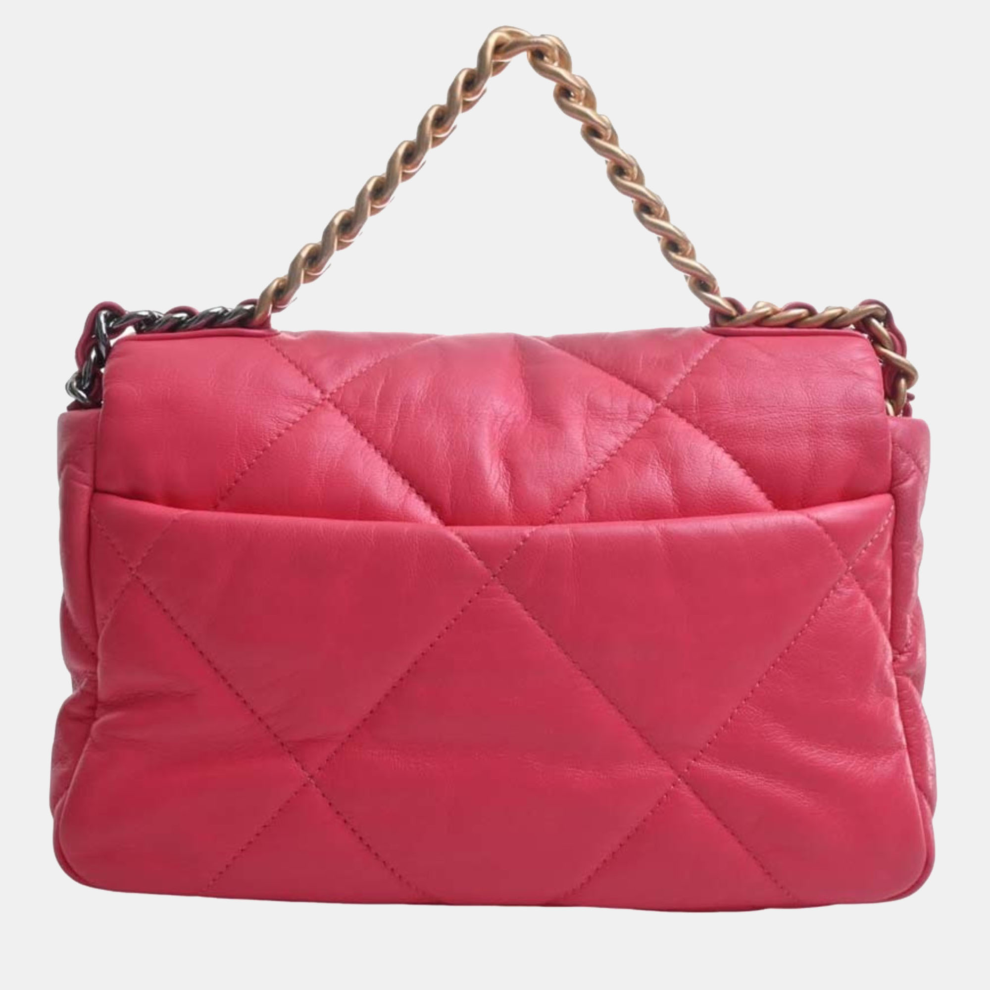 

Chanel Red Leather Medium 19 Flap Shoulder Bag