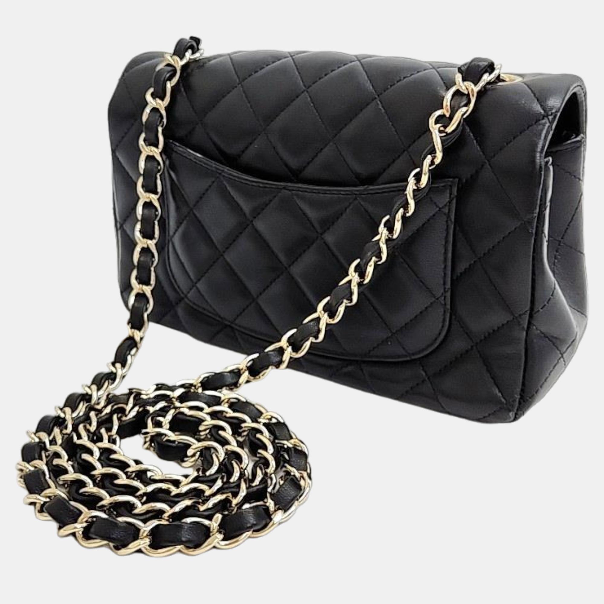

Chanel Black Leather Mini Flap Bag