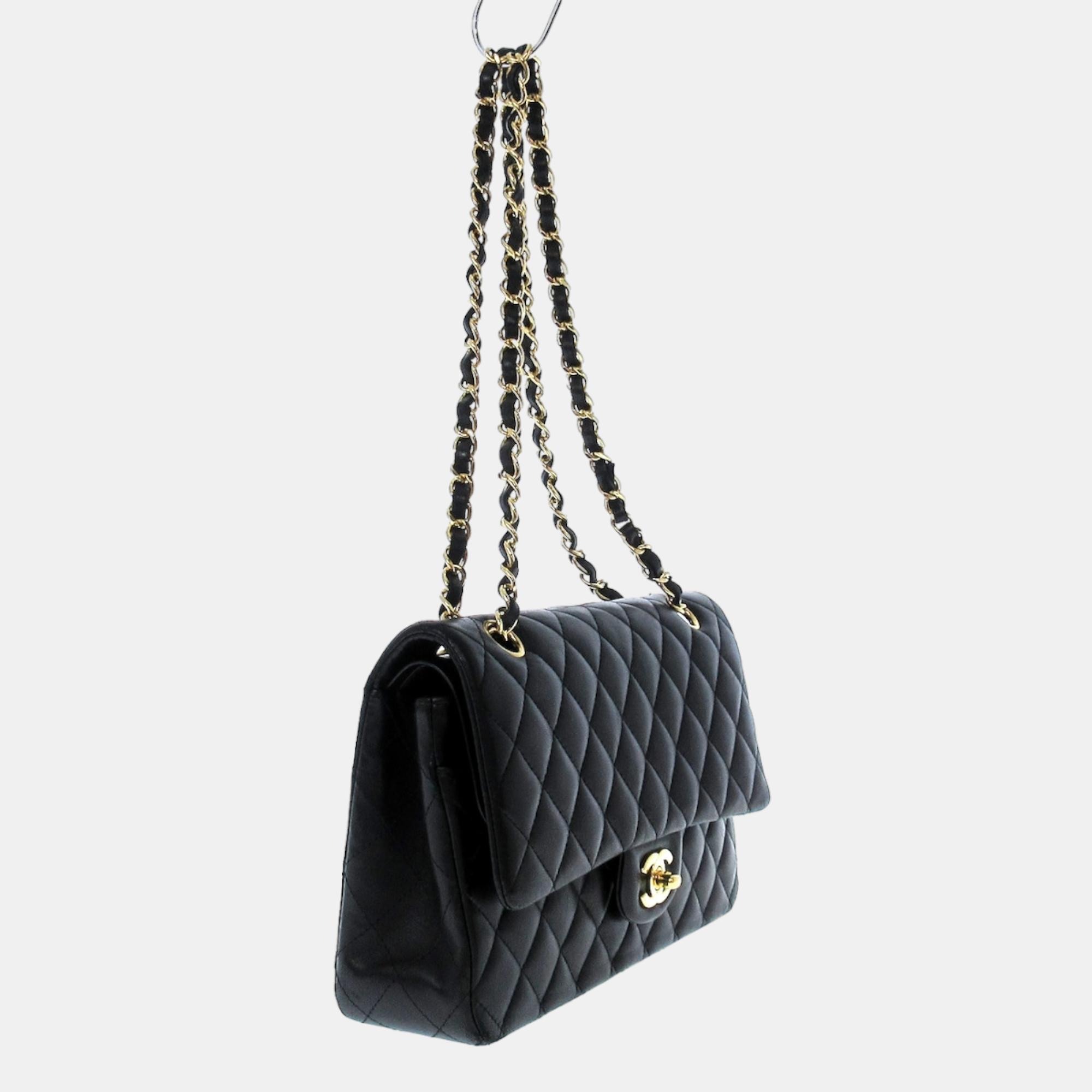 

Chanel Black Leather Double flap shoulder bag