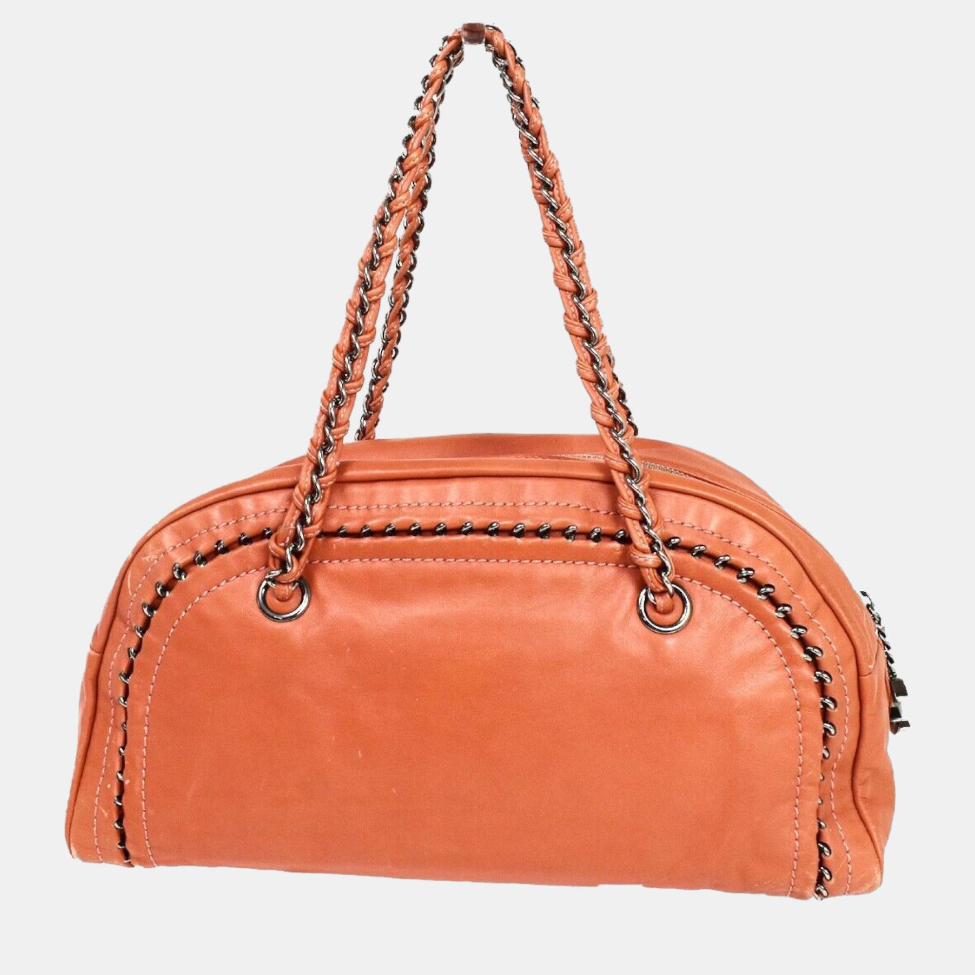 

Chanel Brown Leather Luxury line shoulder bag