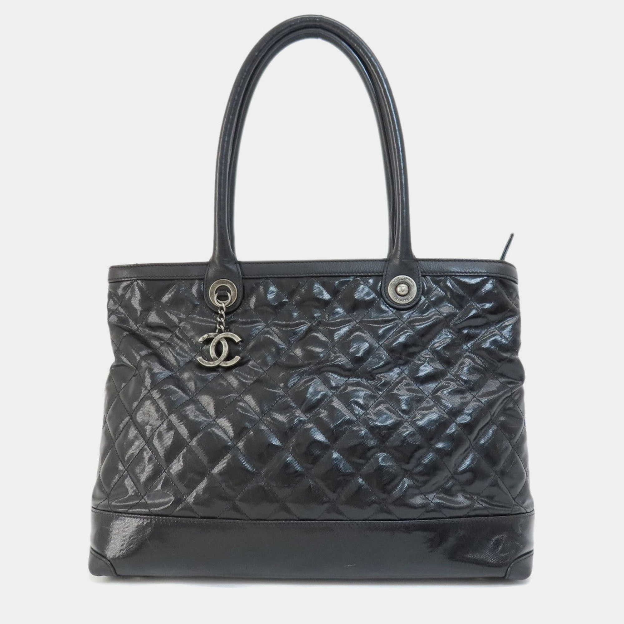 

Chanel Black Patent Leather CC Tote Bag
