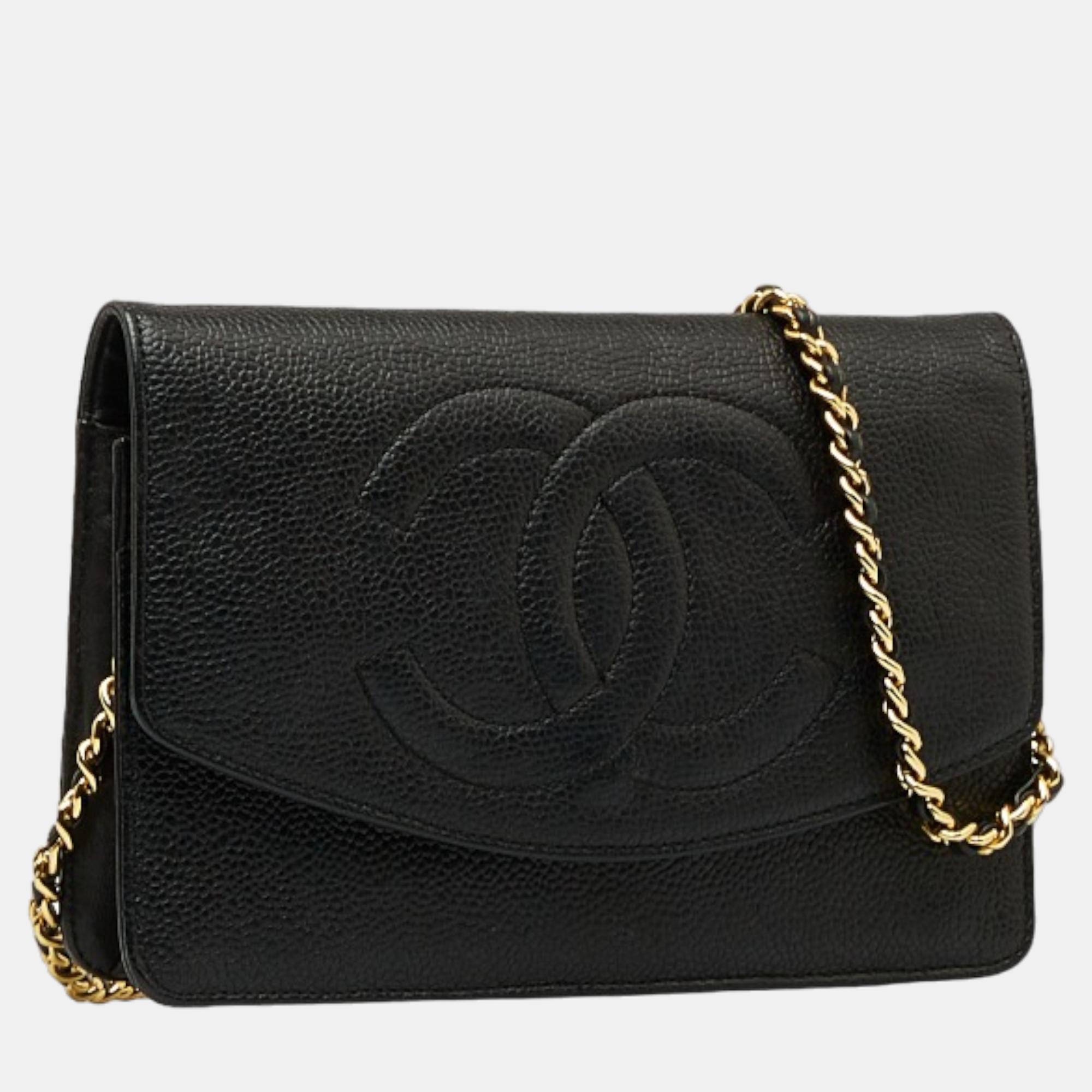 

Chanel Black CC Caviar Chain Crossbody Bag