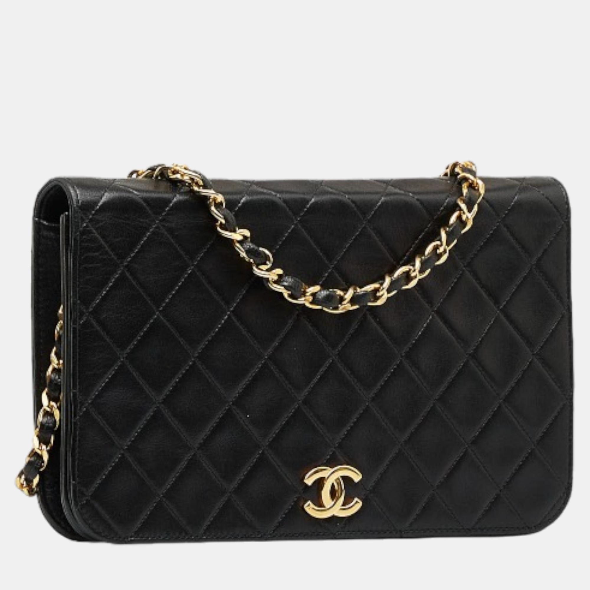 

Chanel Black CC Quilted Leather Full Flap Bag