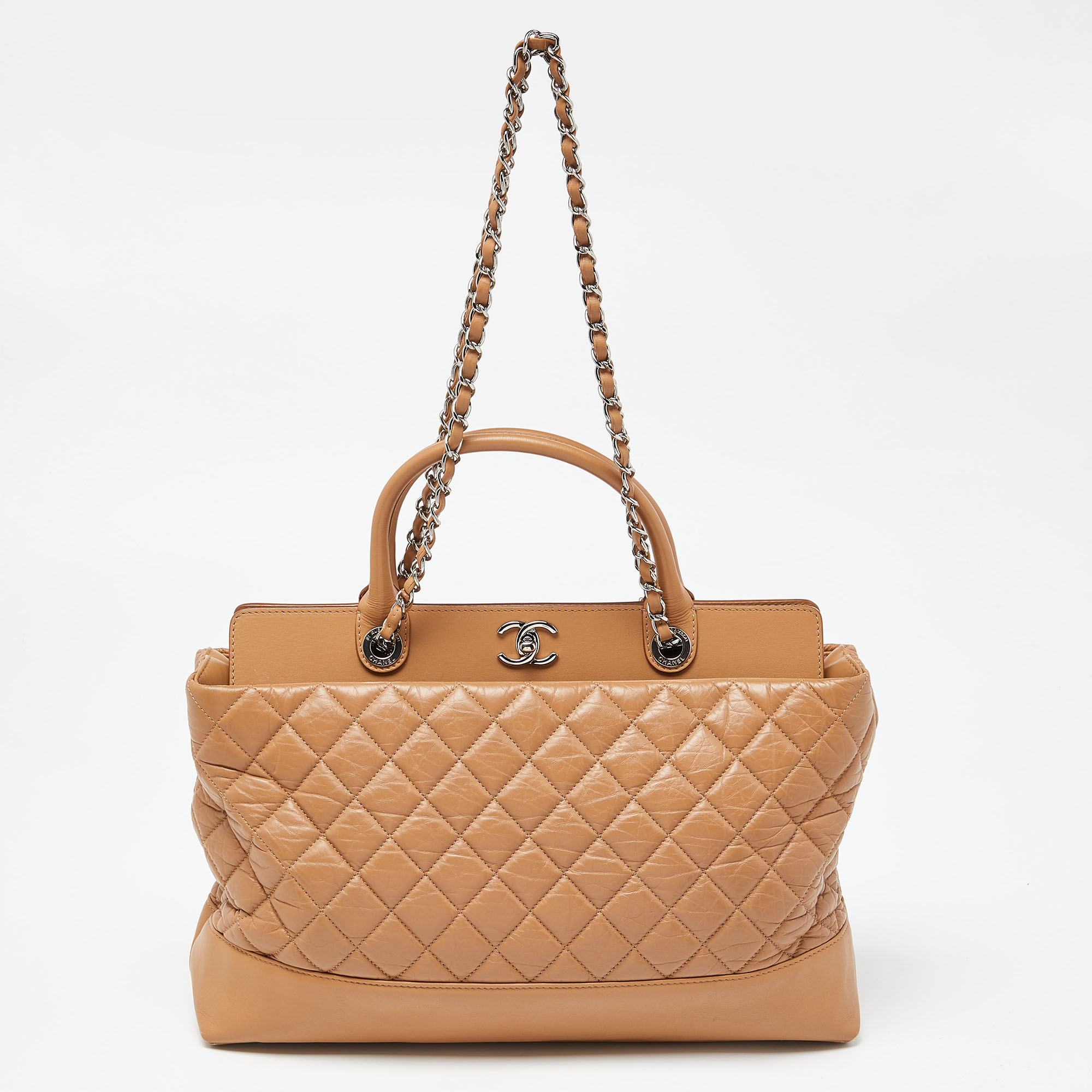 

Chanel Beige Quilted Leather CC Shopper Tote