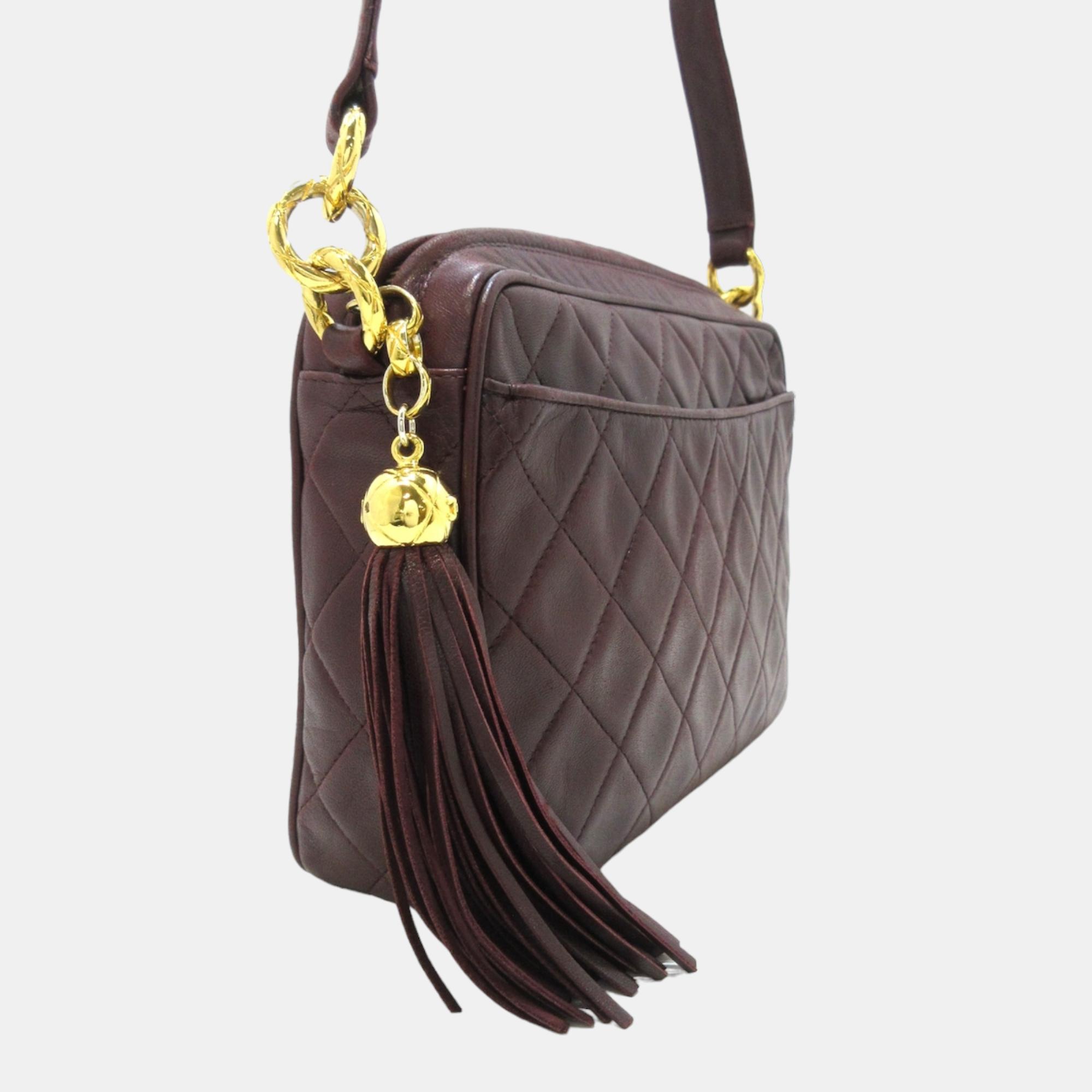 

Chanel Burgundy Leather CC Camera shoulder Bag, Brown