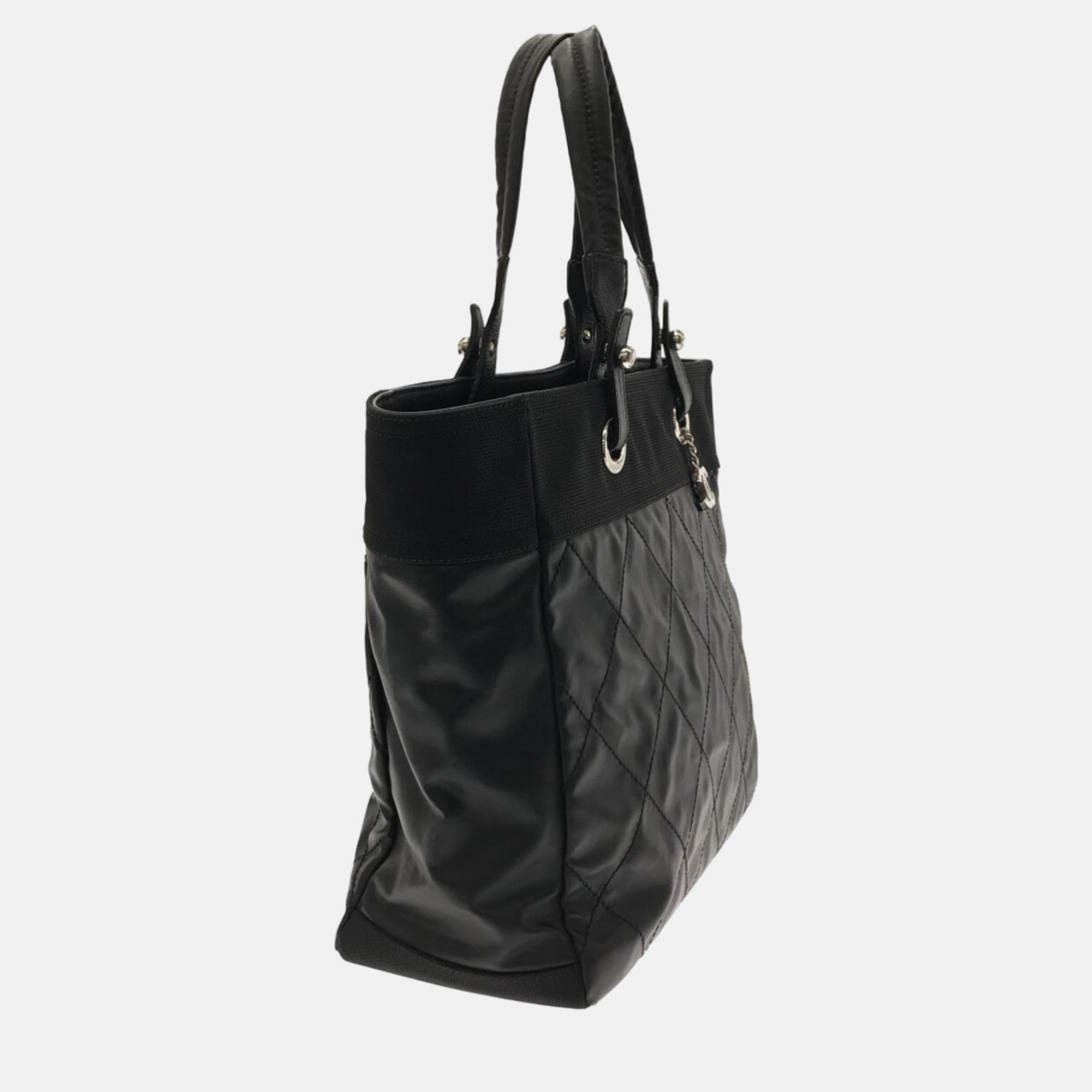 

Chanel Black Leather Paris Biarritz tote Bag