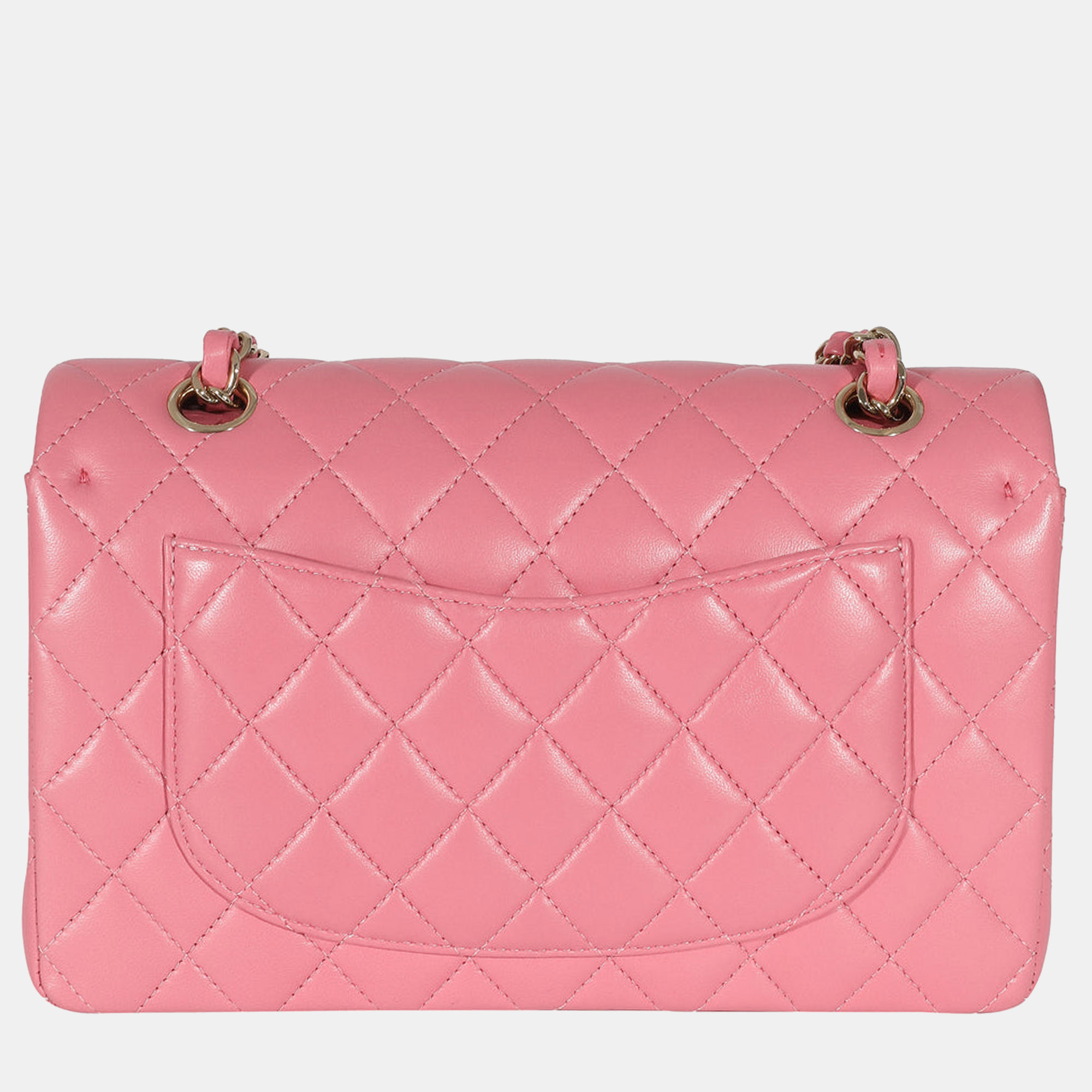 

Chanel Pink Lambskin Leather  Classic Double Flap Shoulder Bag