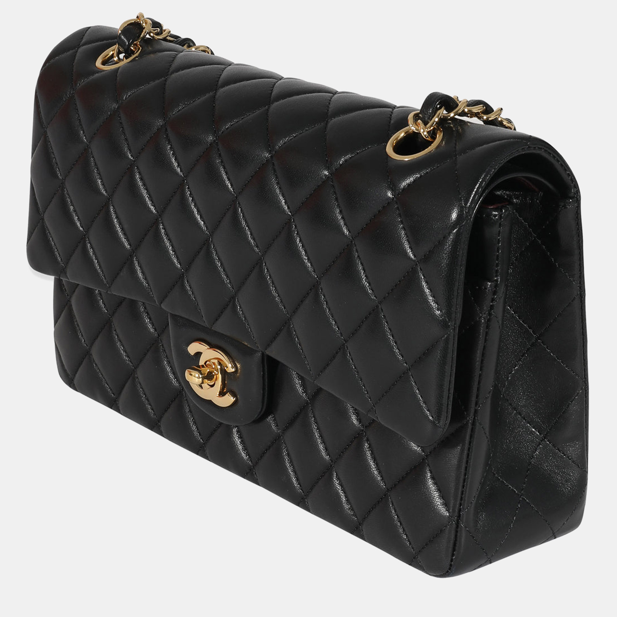 

Chanel Black Lambskin Leather  Classic Double Flap Shoulder Bag