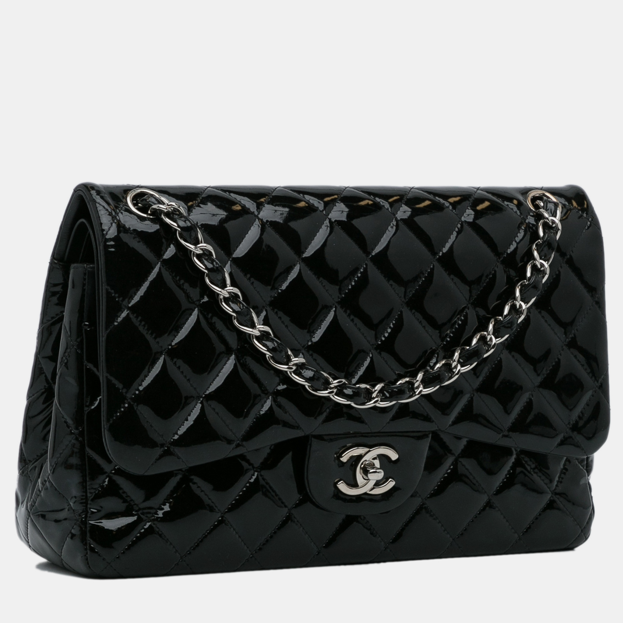 

Chanel Jumbo Classic Patent Double Flap, Black