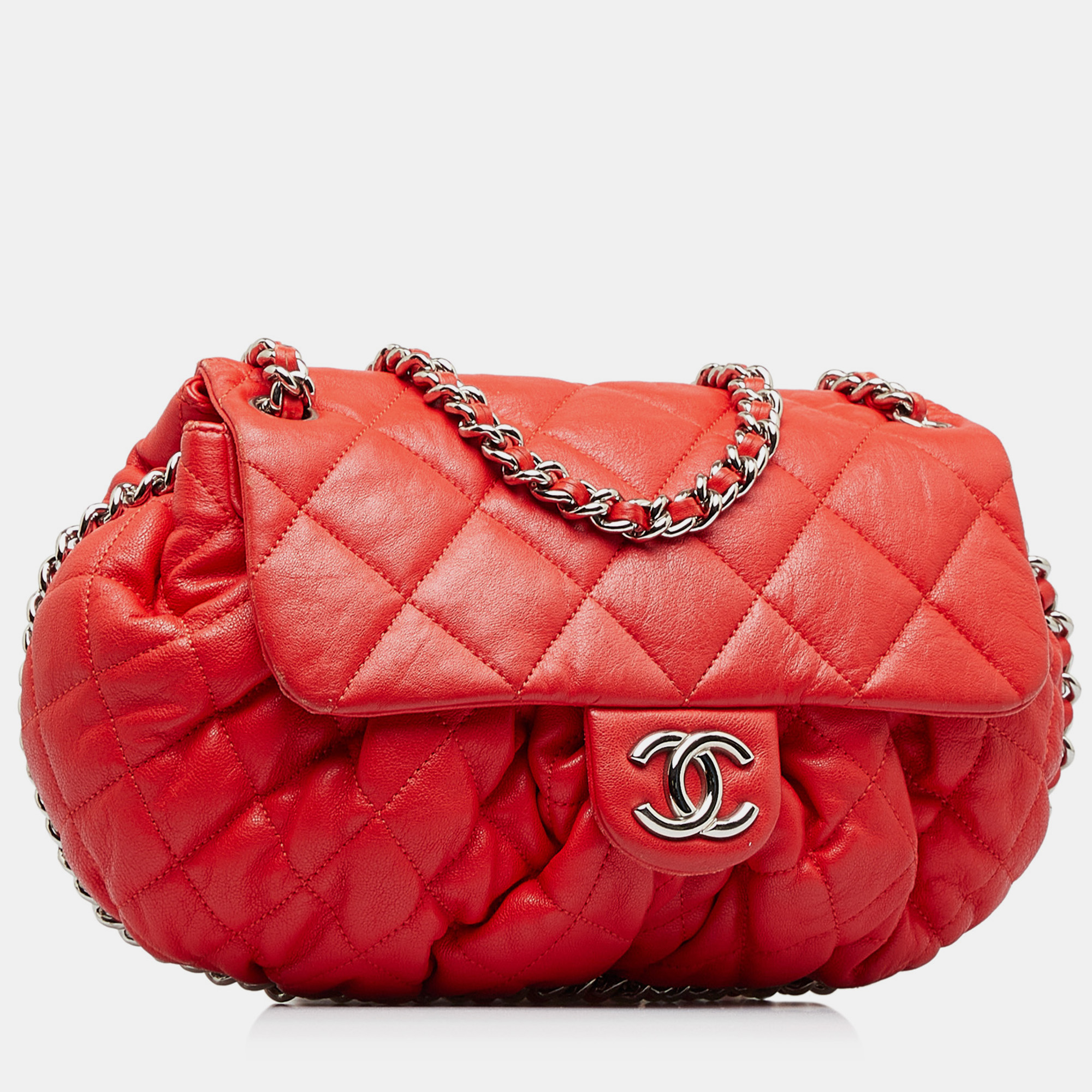 

Chanel CC Chain Around Leather Crossbody Bag, Red