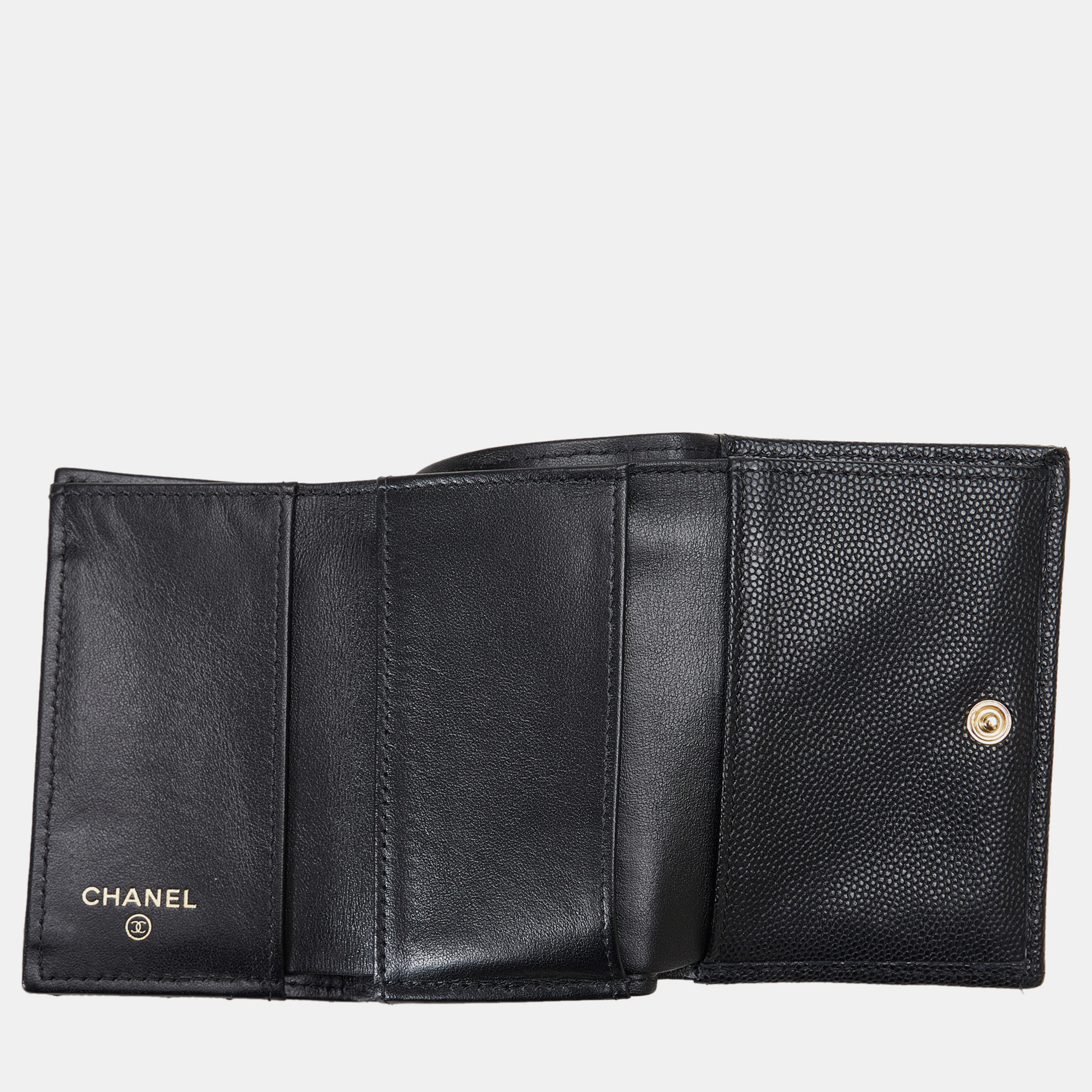 

Chanel Caviar Quilted Heart and Spade Compact Wallet, Black