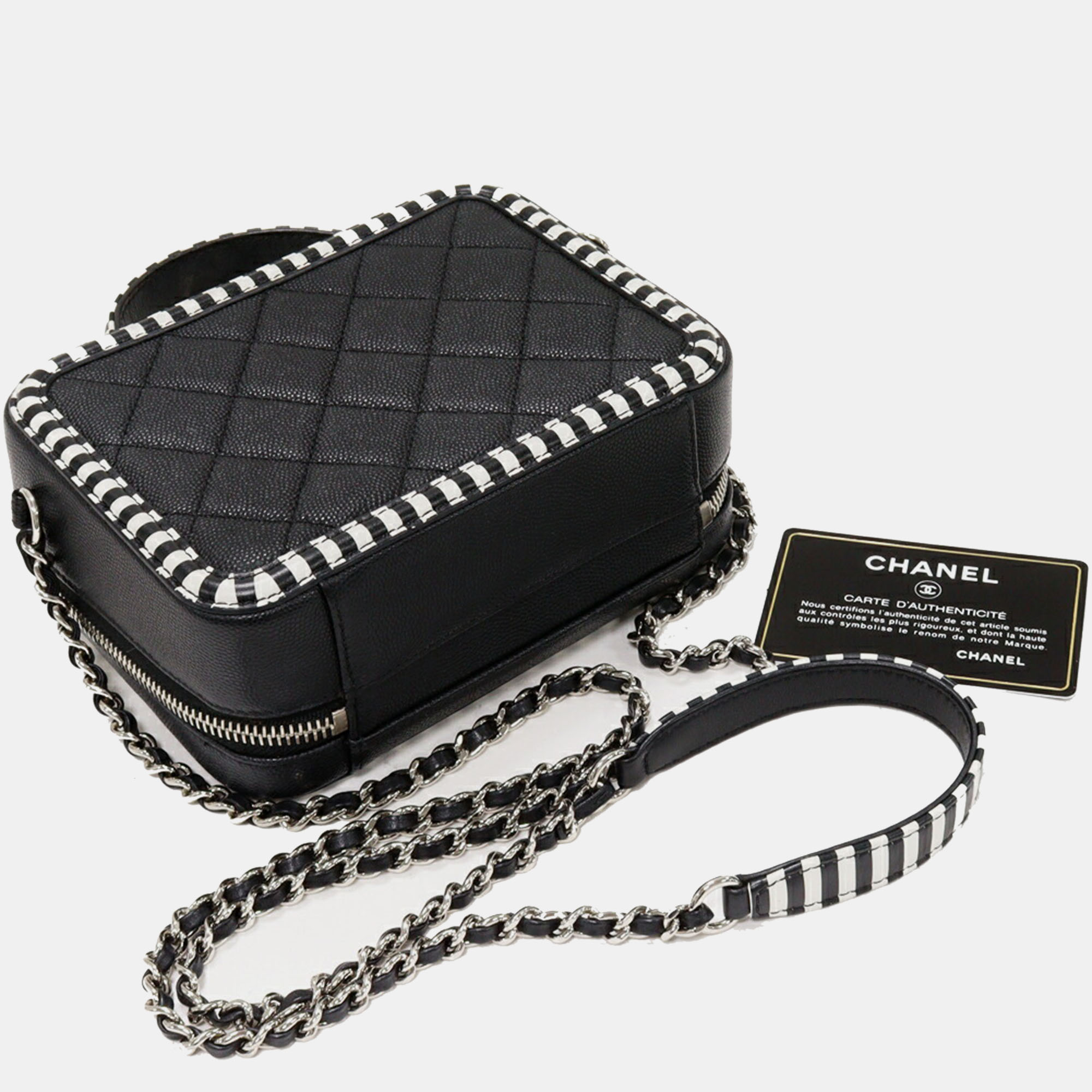 

Chanel Black Caviar Leather CC Vanity Case Filigree Shoulder Bag