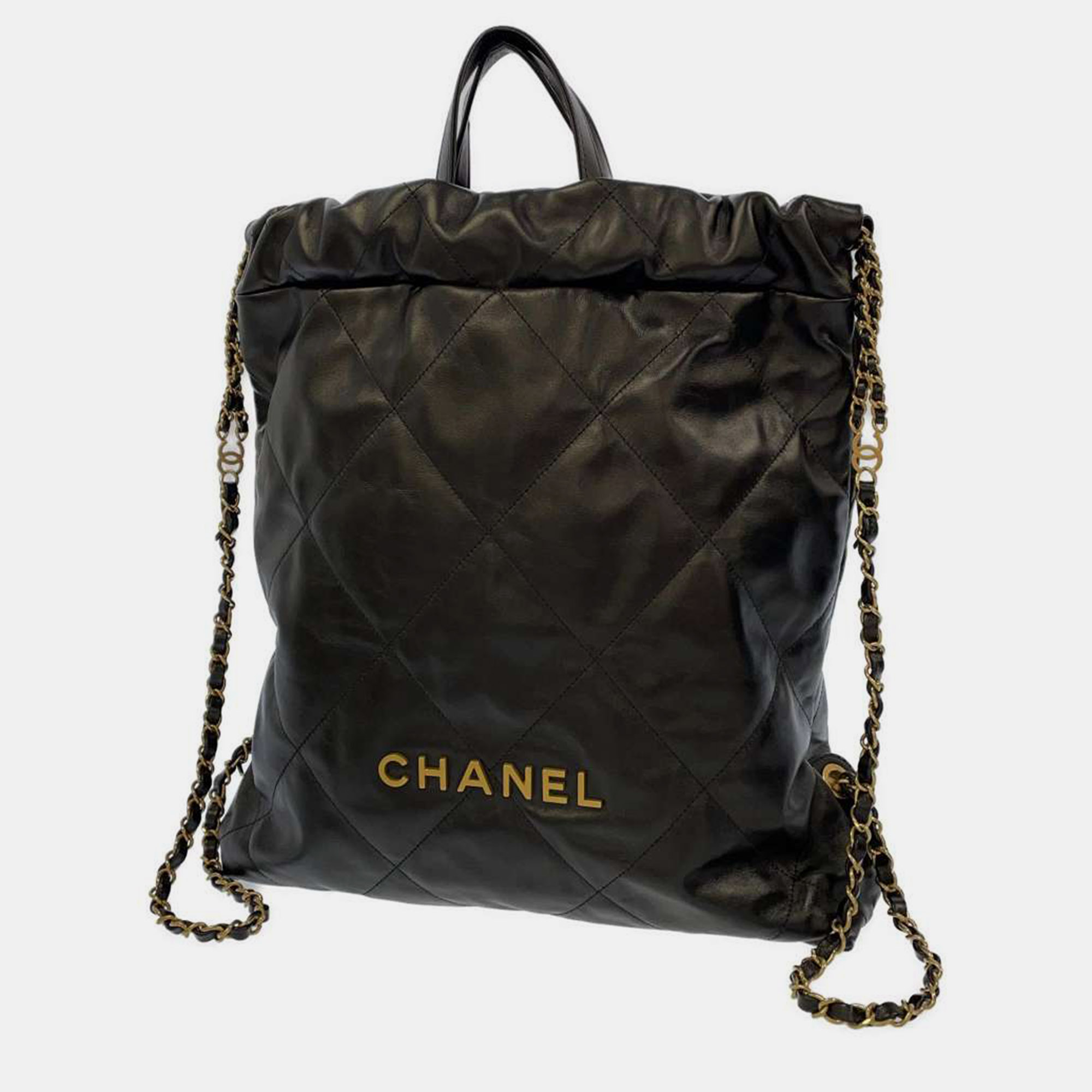 Pre-owned Chanel Black Leather 22 Large Backpack