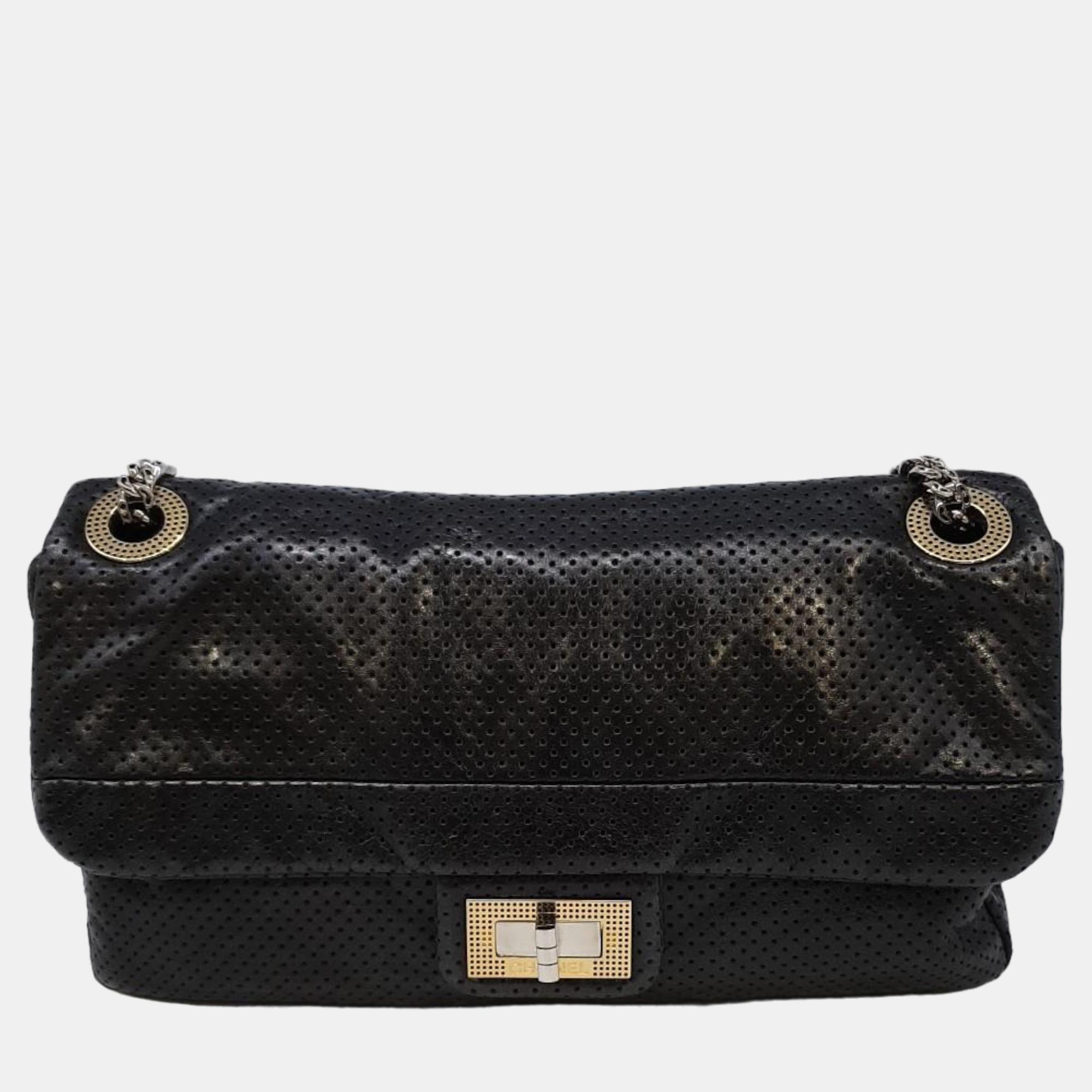 

Chanel Black Perforated Leather Chain Shoulder Bag