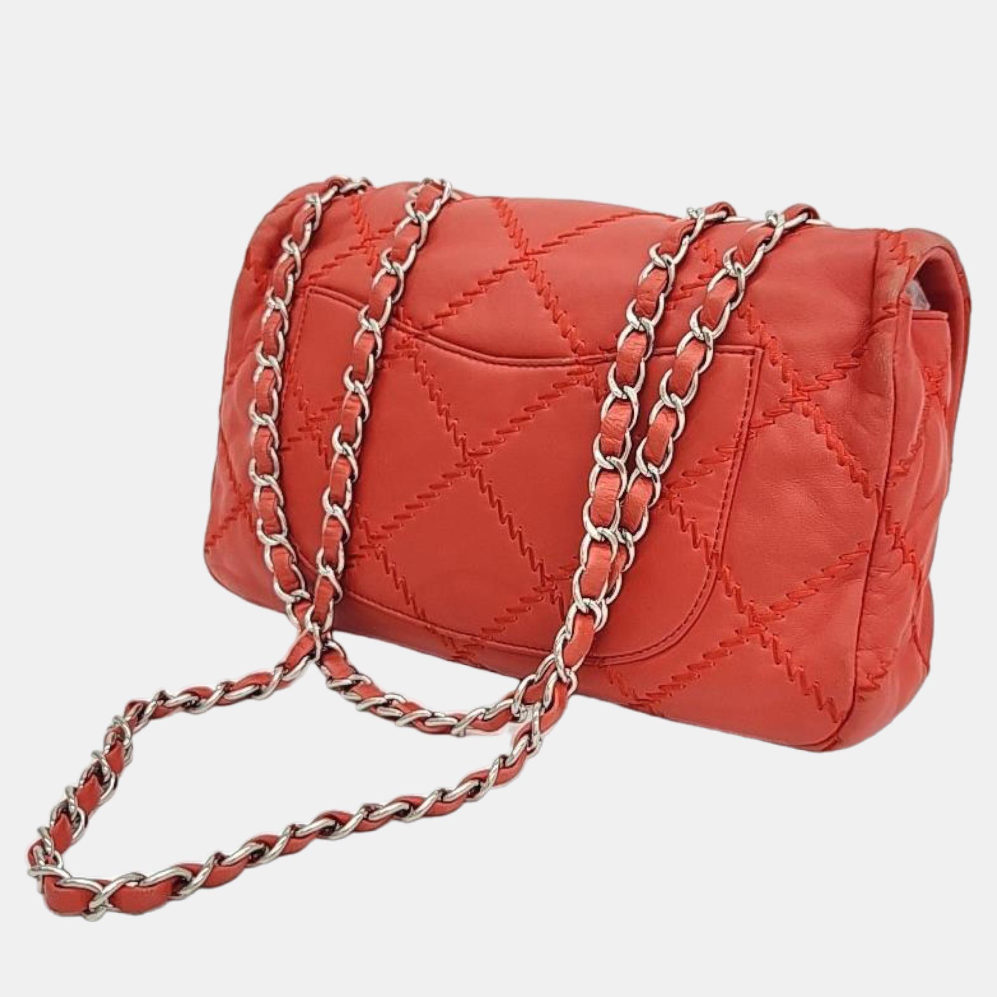 

Chanel Red Leather Ultimate Stitch Shoulder Flap Bag