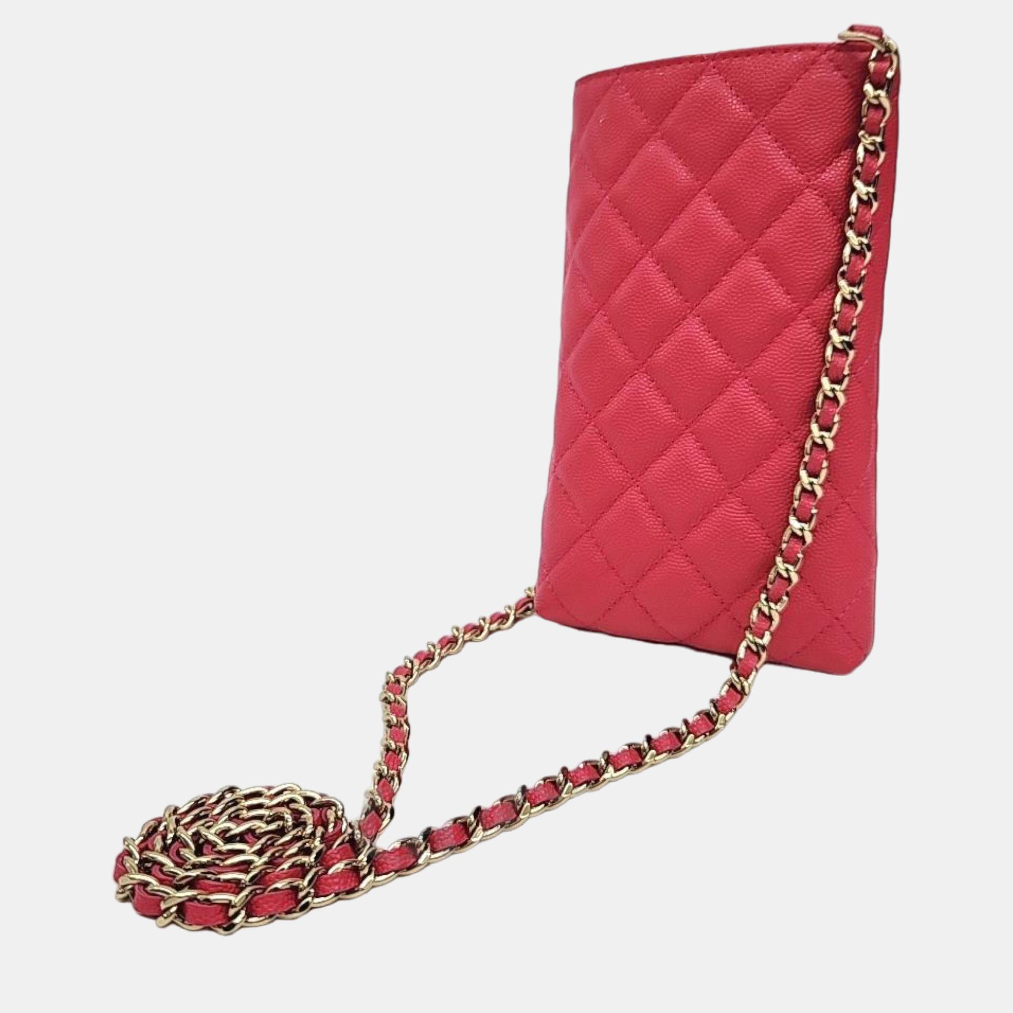 

Chanel Red Quilted Leather 19 Phone Holder Crossbody Bag