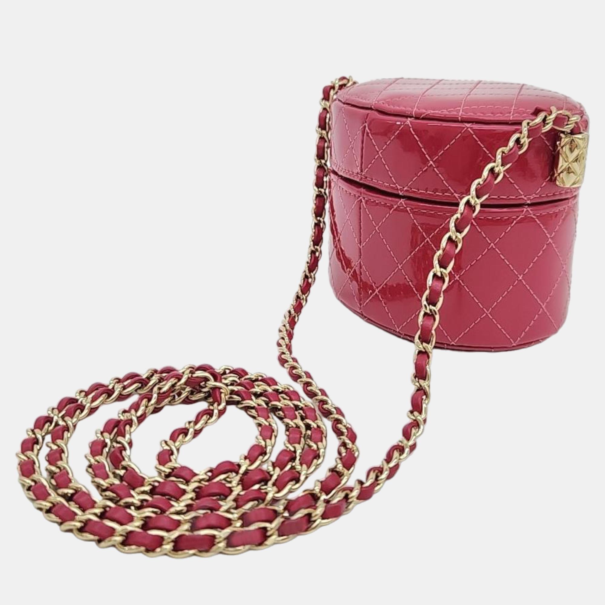 

Chanel Red Patent Leather Mini Vanity Case Shoulder Bag