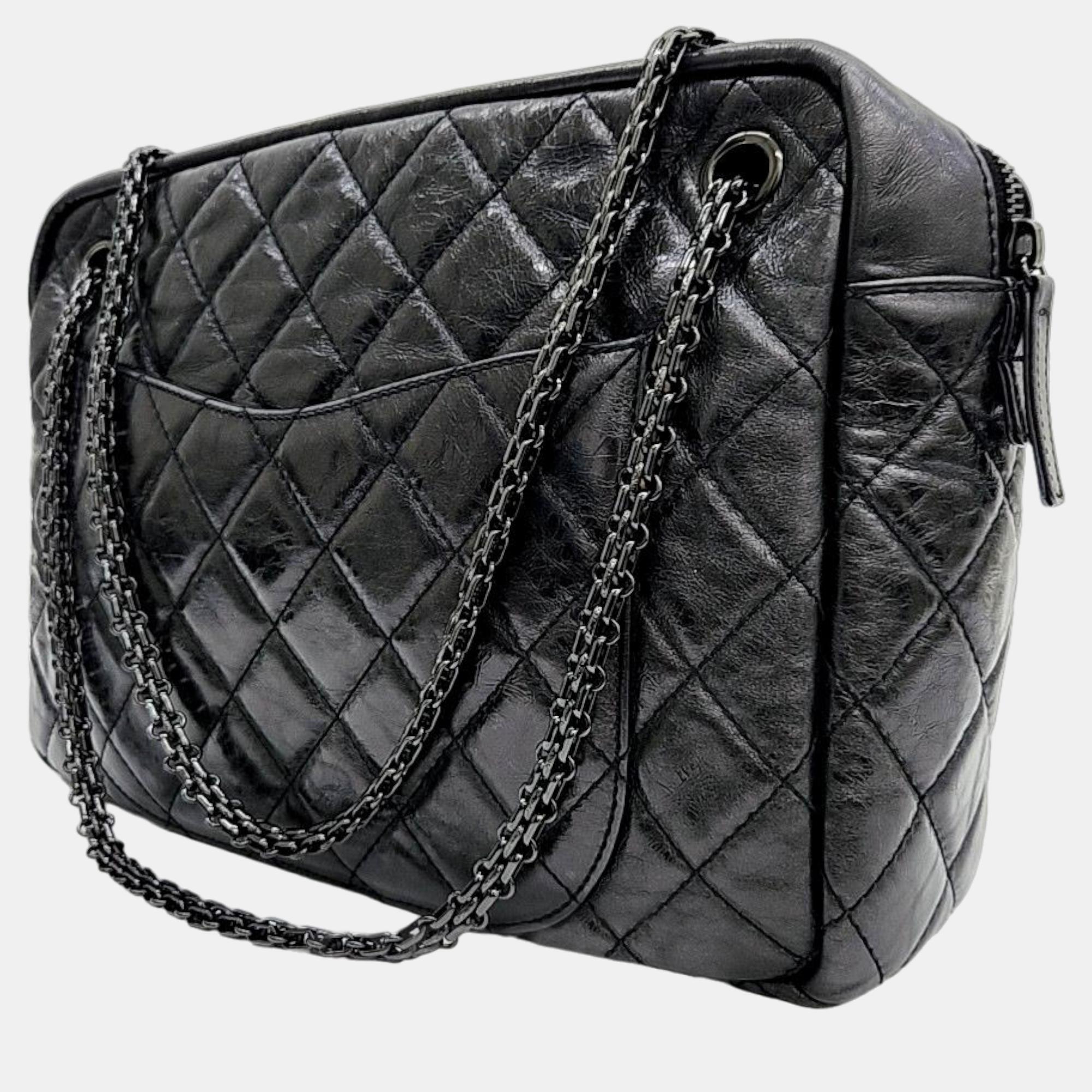 

Chanel Black Leather Large Camera Shoulder Bag