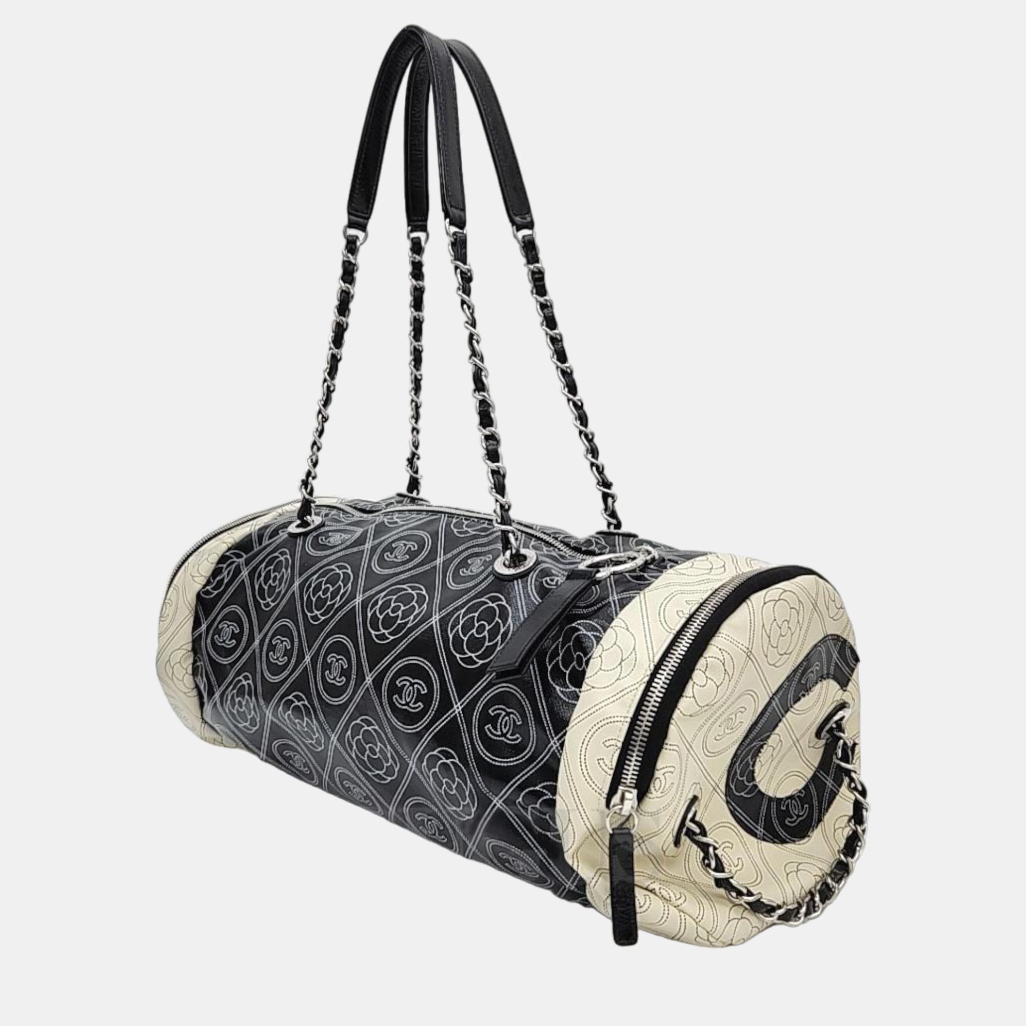 

Chanel Black Leather Maxi Camellia Shoulder Bag