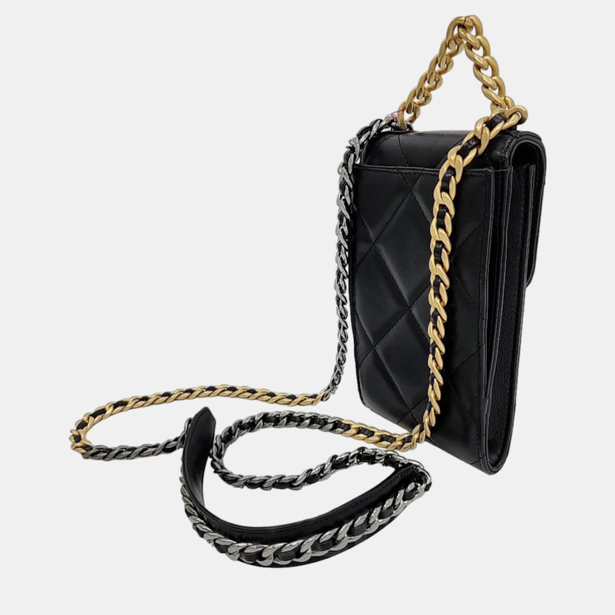 

Chanel Black Leather 19 Phone Holder Flap Bag