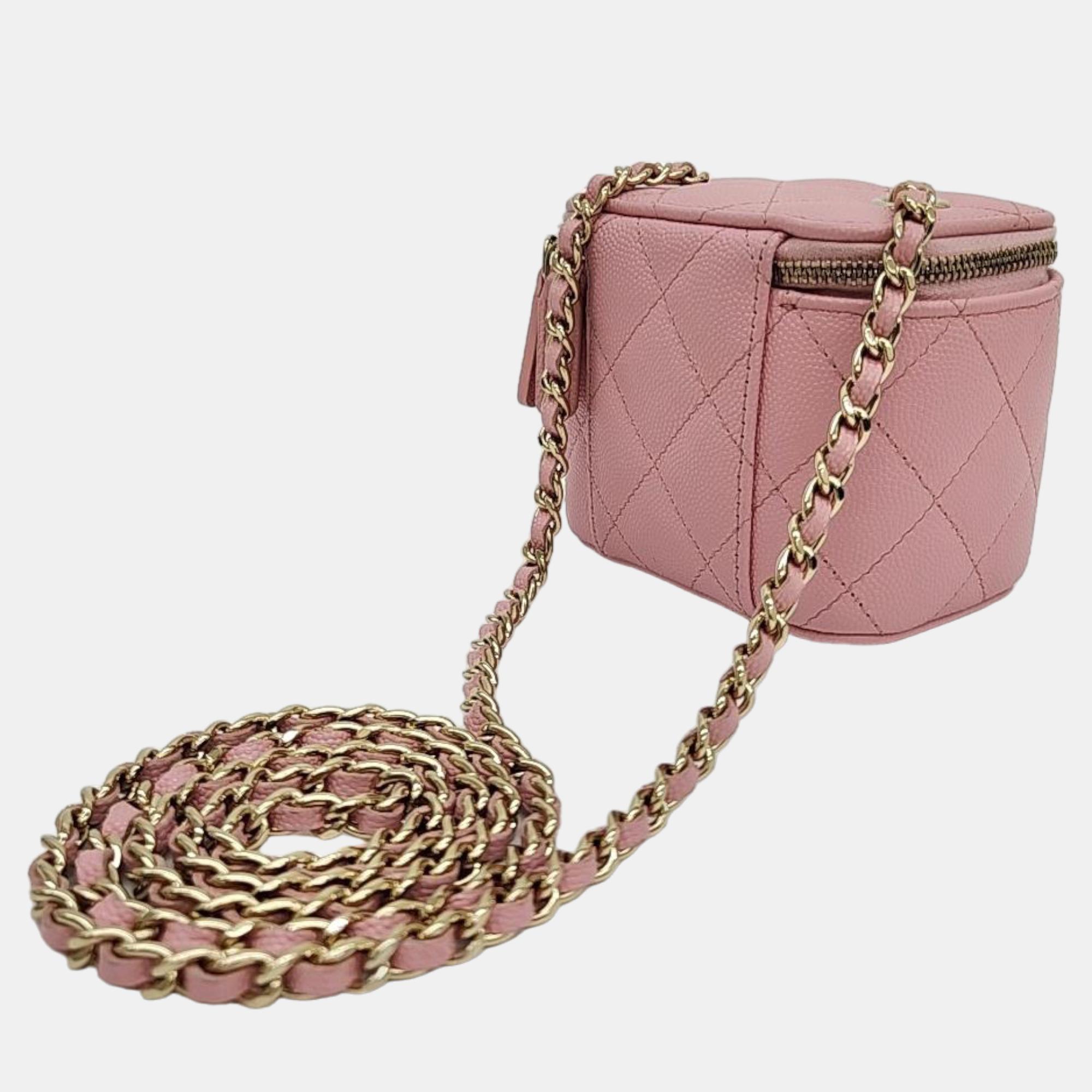

Chanel Pink Leather Small Vanity Case Shoulder Bag
