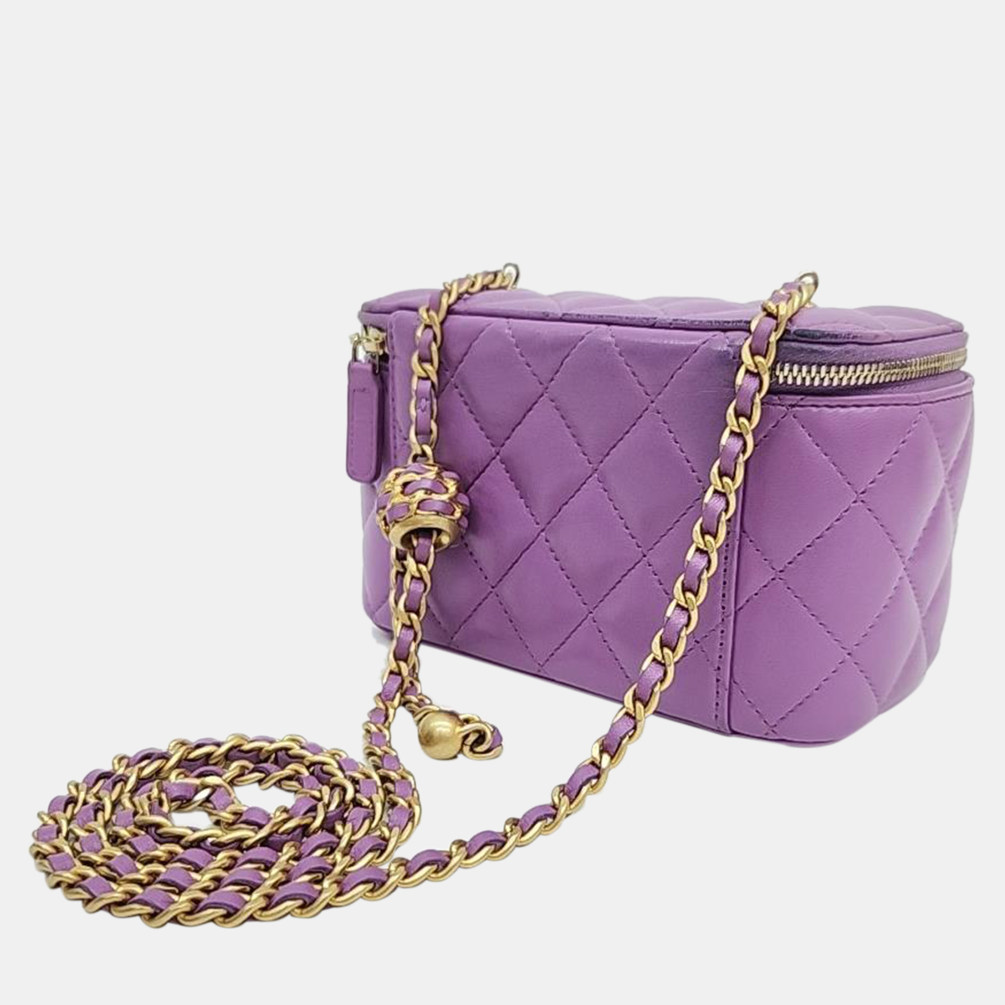 

Chanel Purple Leather Small Vanity Case Shoulder Bag