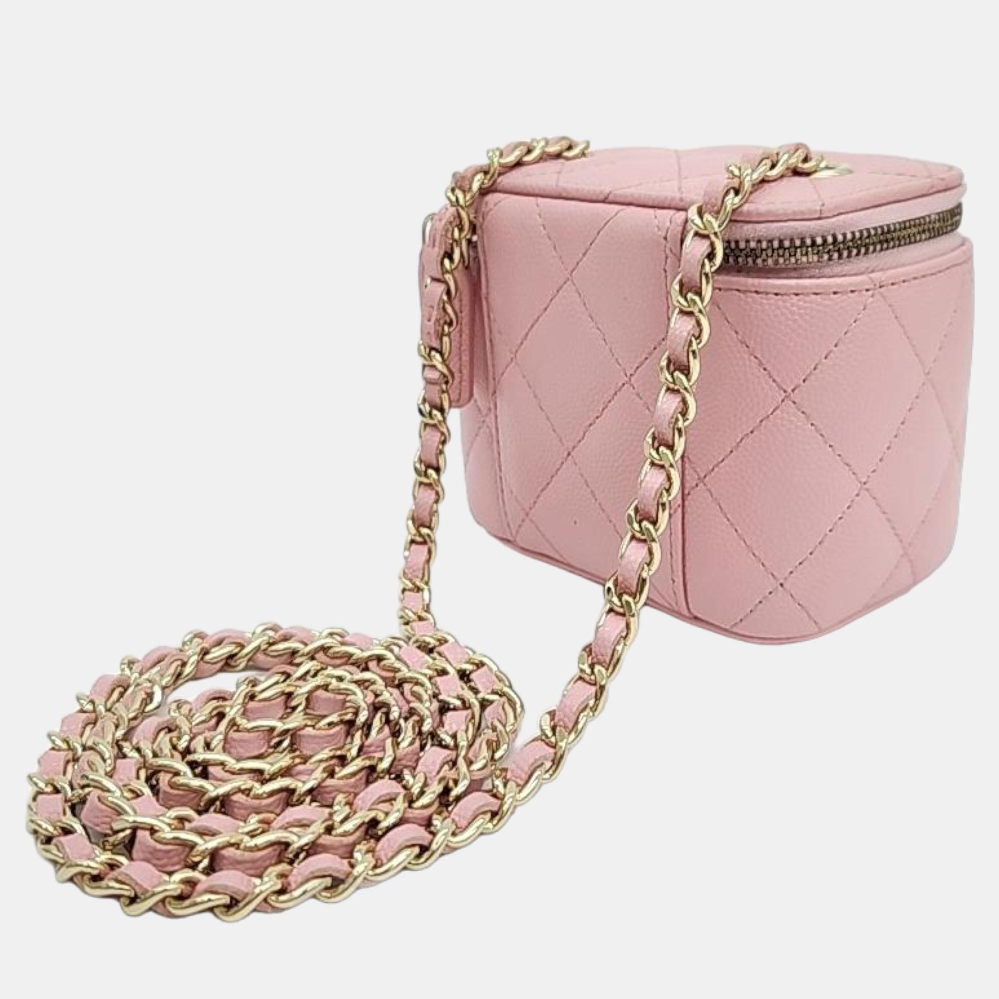 

Chanel Pink Caviar Leather Small Vanity Case Shoulder Bag