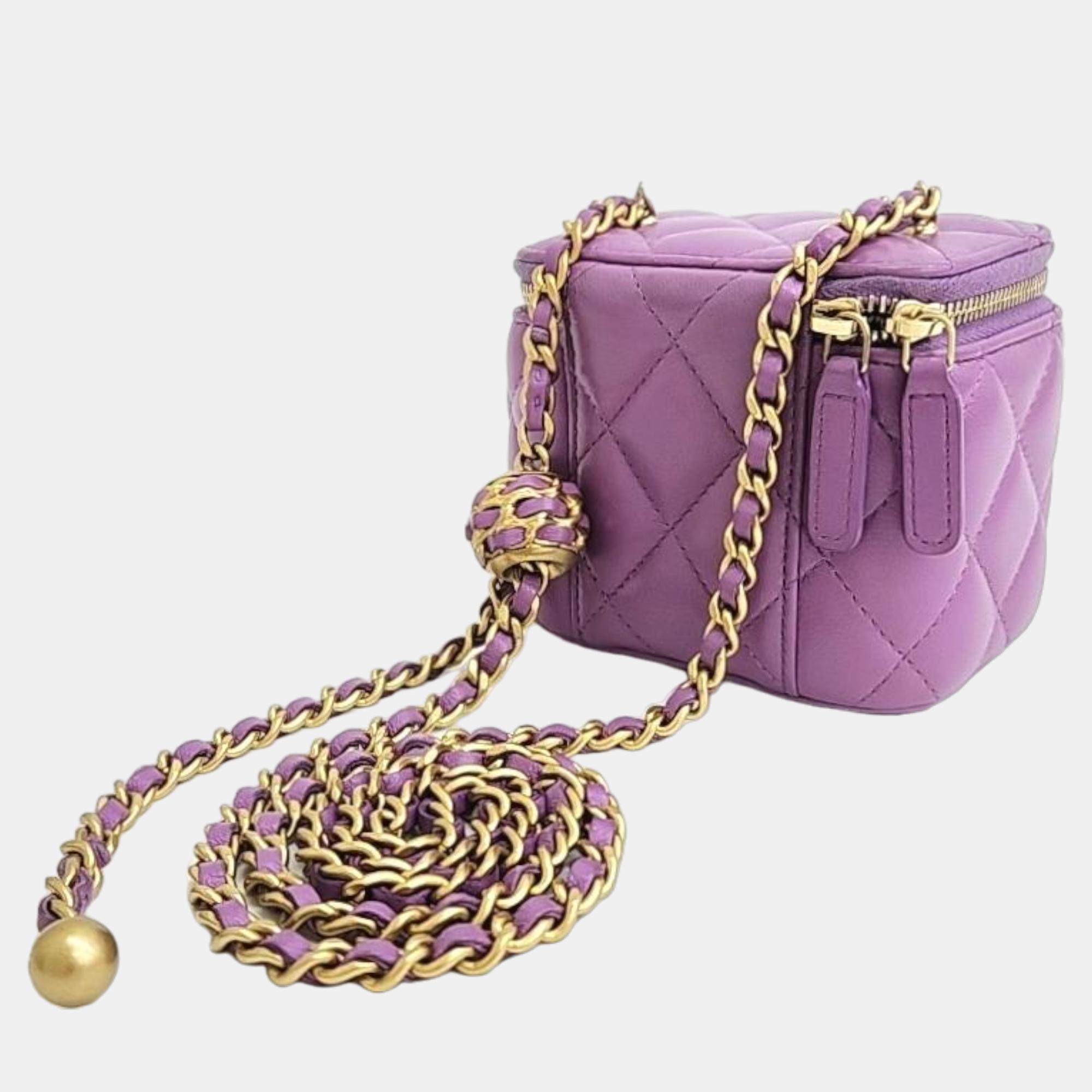 

Chanel Purple Caviar Leather Mini Vanity Case Shoulder Bag