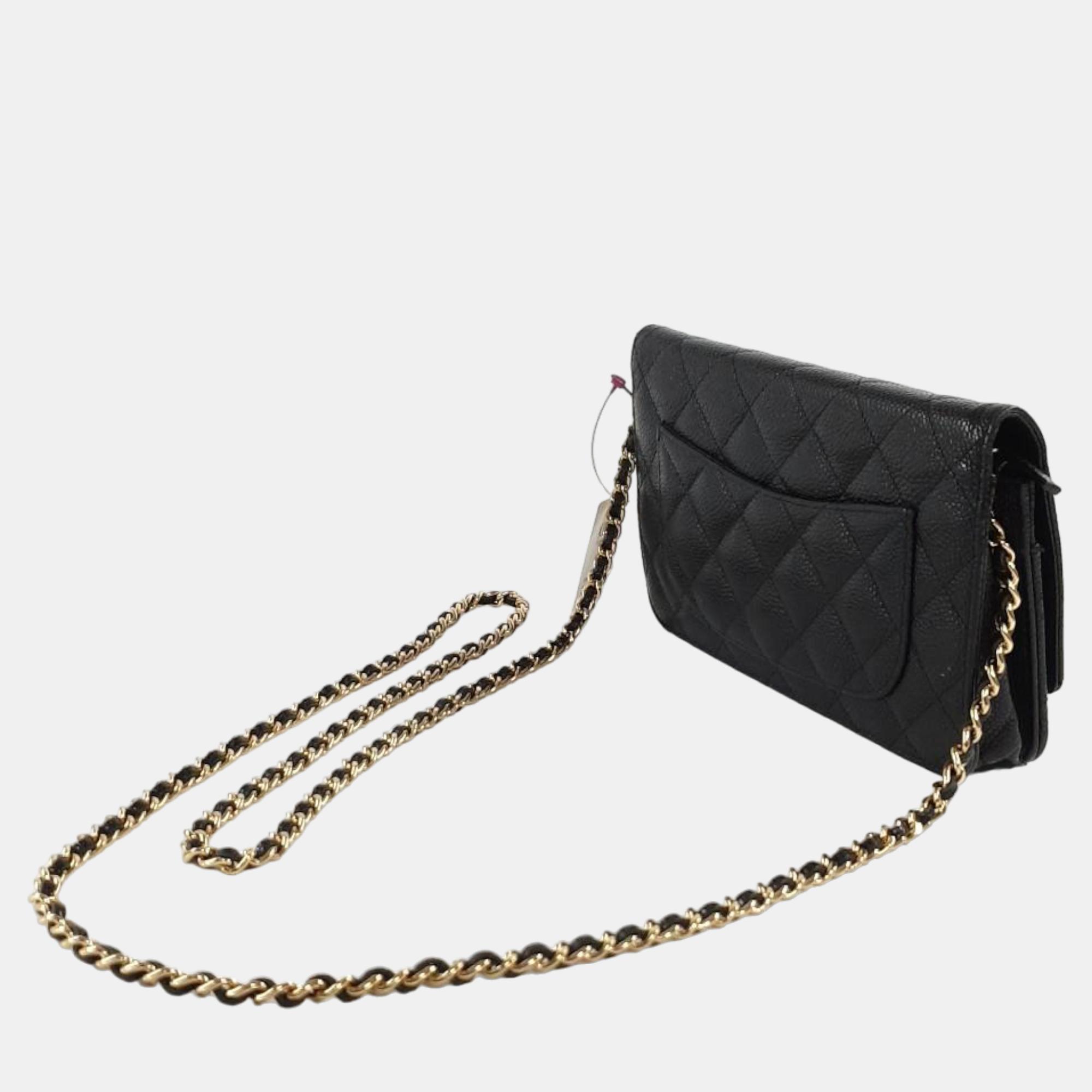 

Chanel Black Leather Classic Wallet on Chain