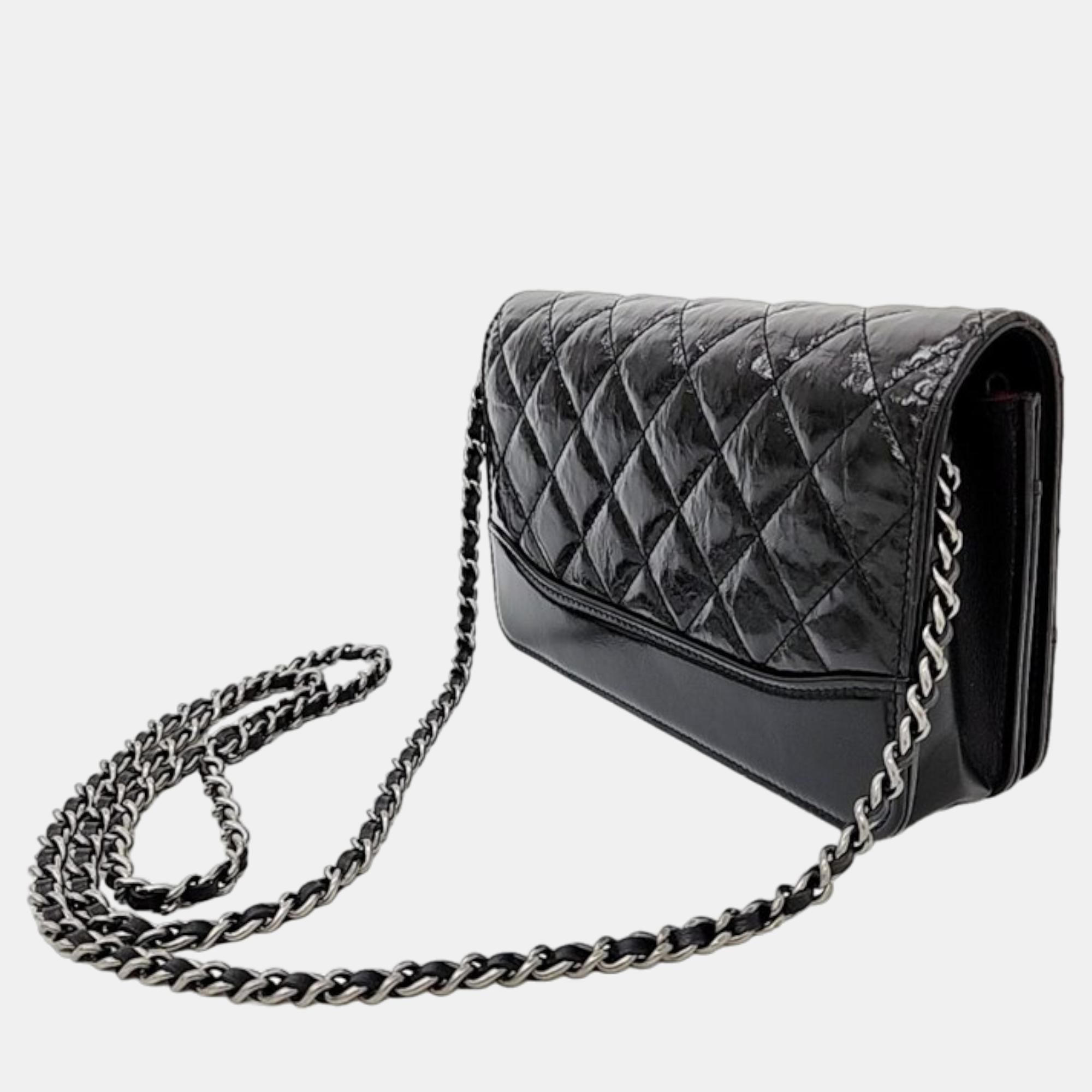 

Chanel Black Patent Leather Gabrielle Wallet On Chain