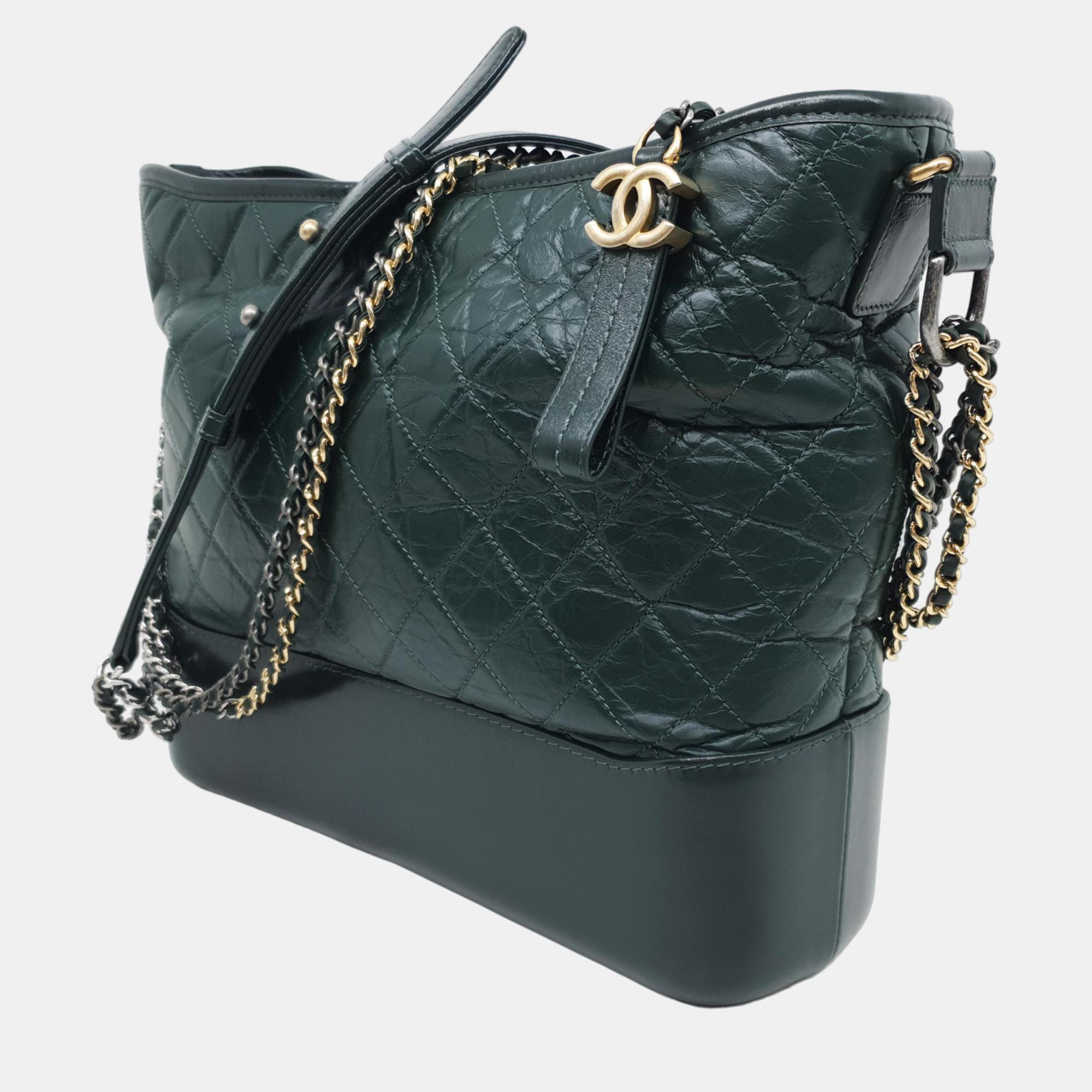 

Chanel Green Leather Large Gabrielle Shoulder Bag