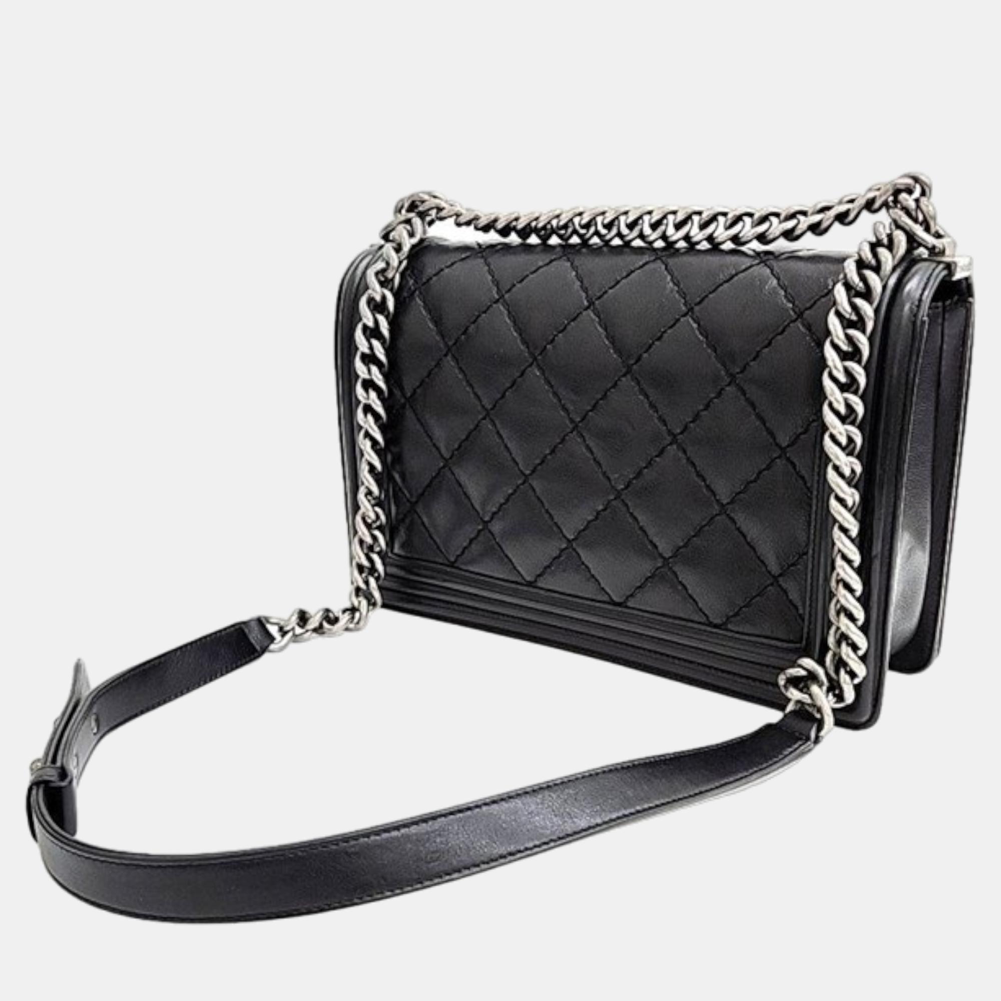 

Chanel Black Leather Medium Boy Shoulder Bag