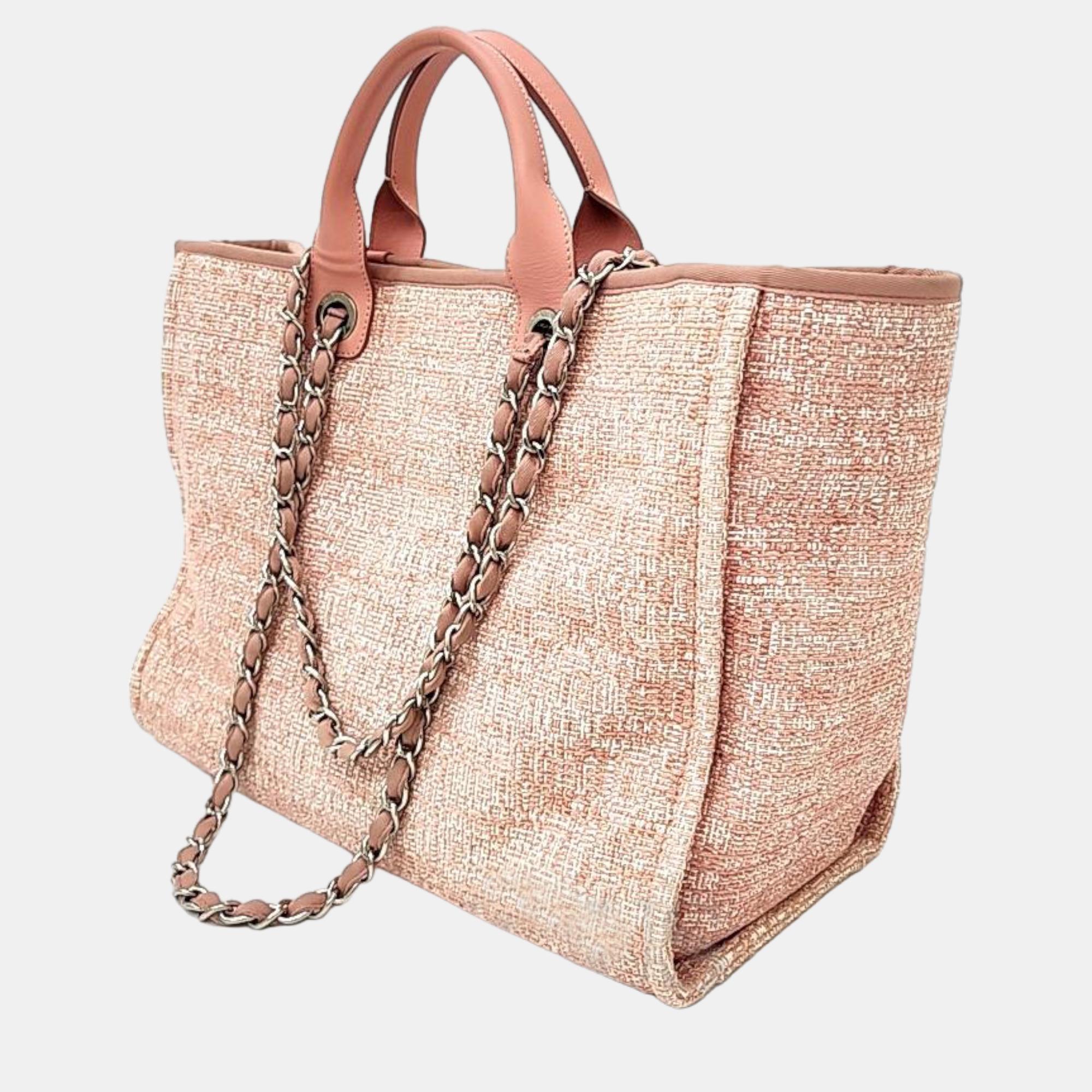 

Chanel Pink Canvas  Deauville Tote Bag