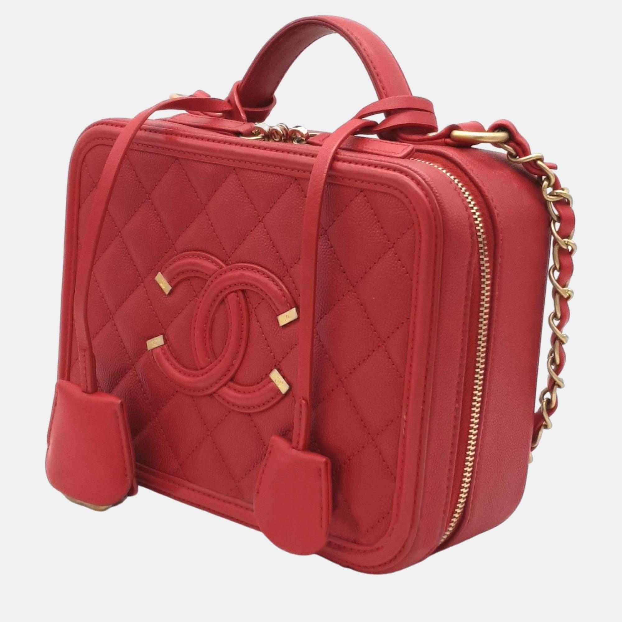 

Chanel Red Leather CC Vanity Case