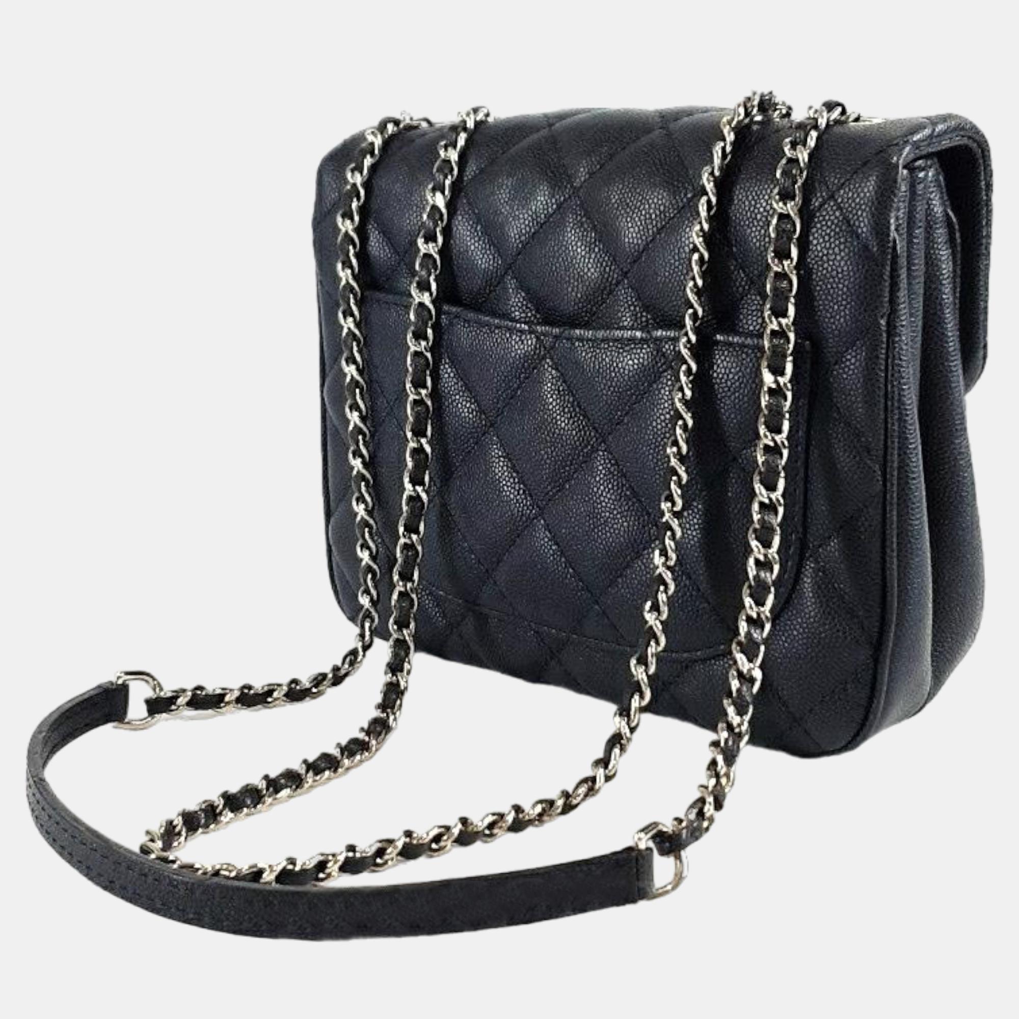 

Chanel Navy Blue Caviar Leather Classic Mini Square Flap Bag