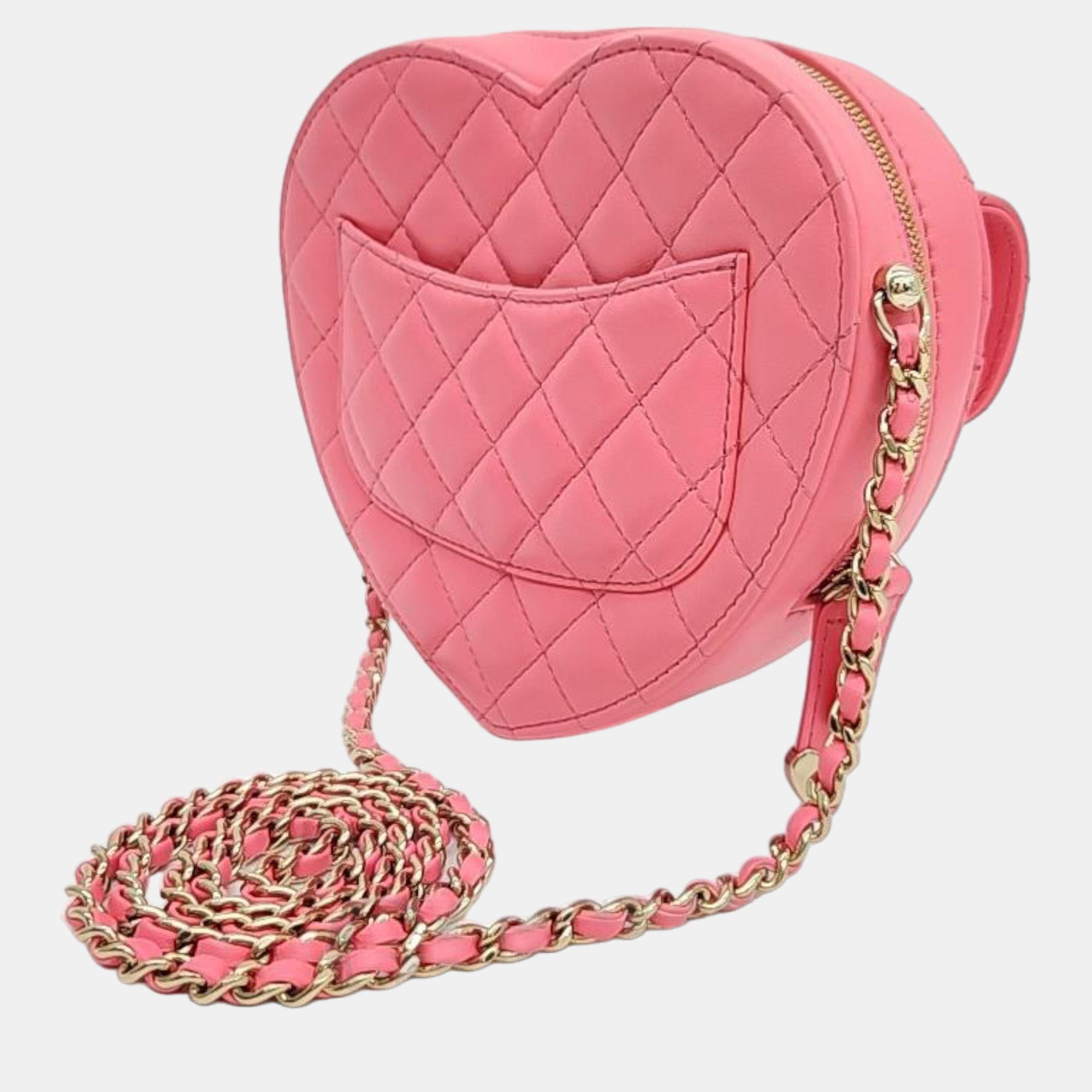 

Chanel Pink Leather CC Heart Bag