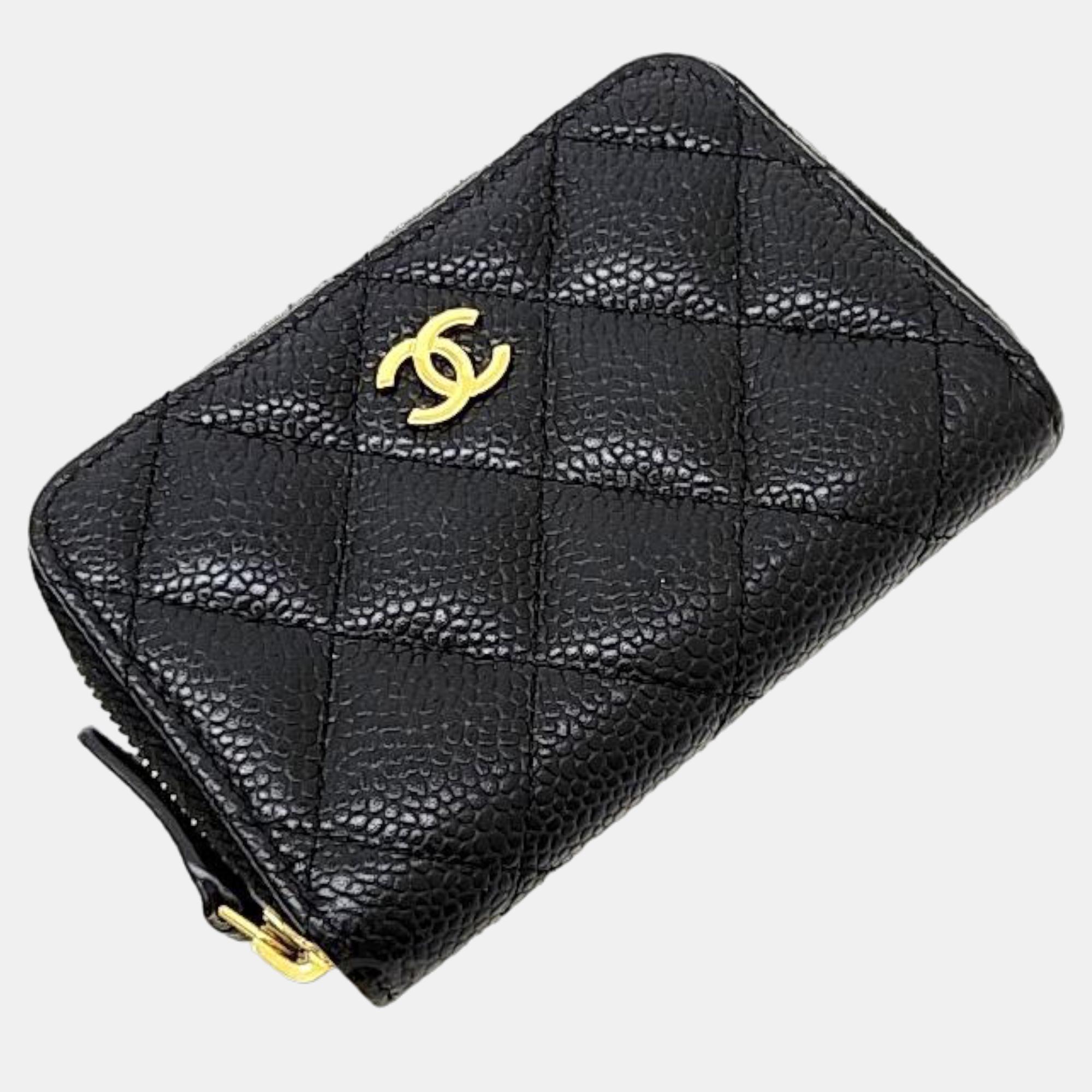 

Chanel Black Caviar Leather Card Zip CC Wallet