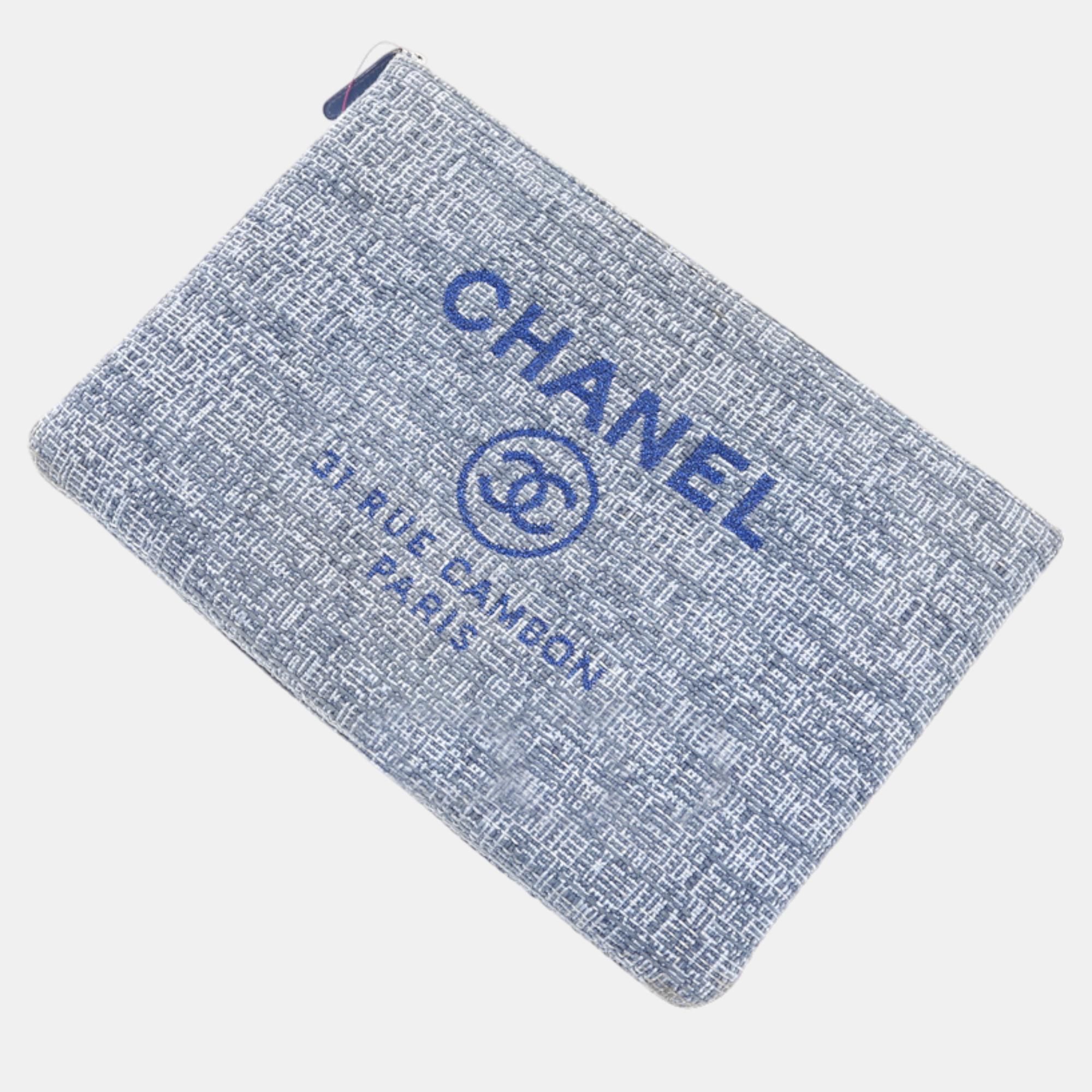 

Chanel fabric clutch, Blue