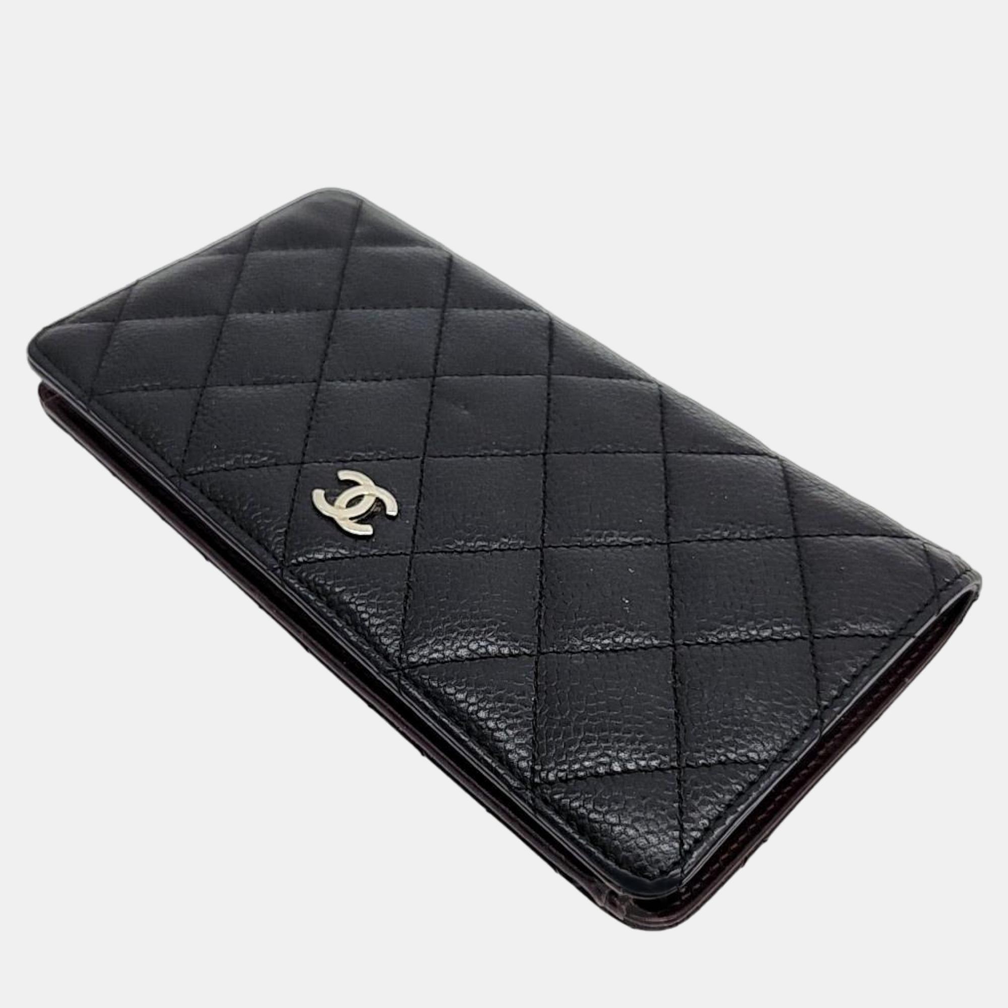 

Chanel Black caviar long wallet