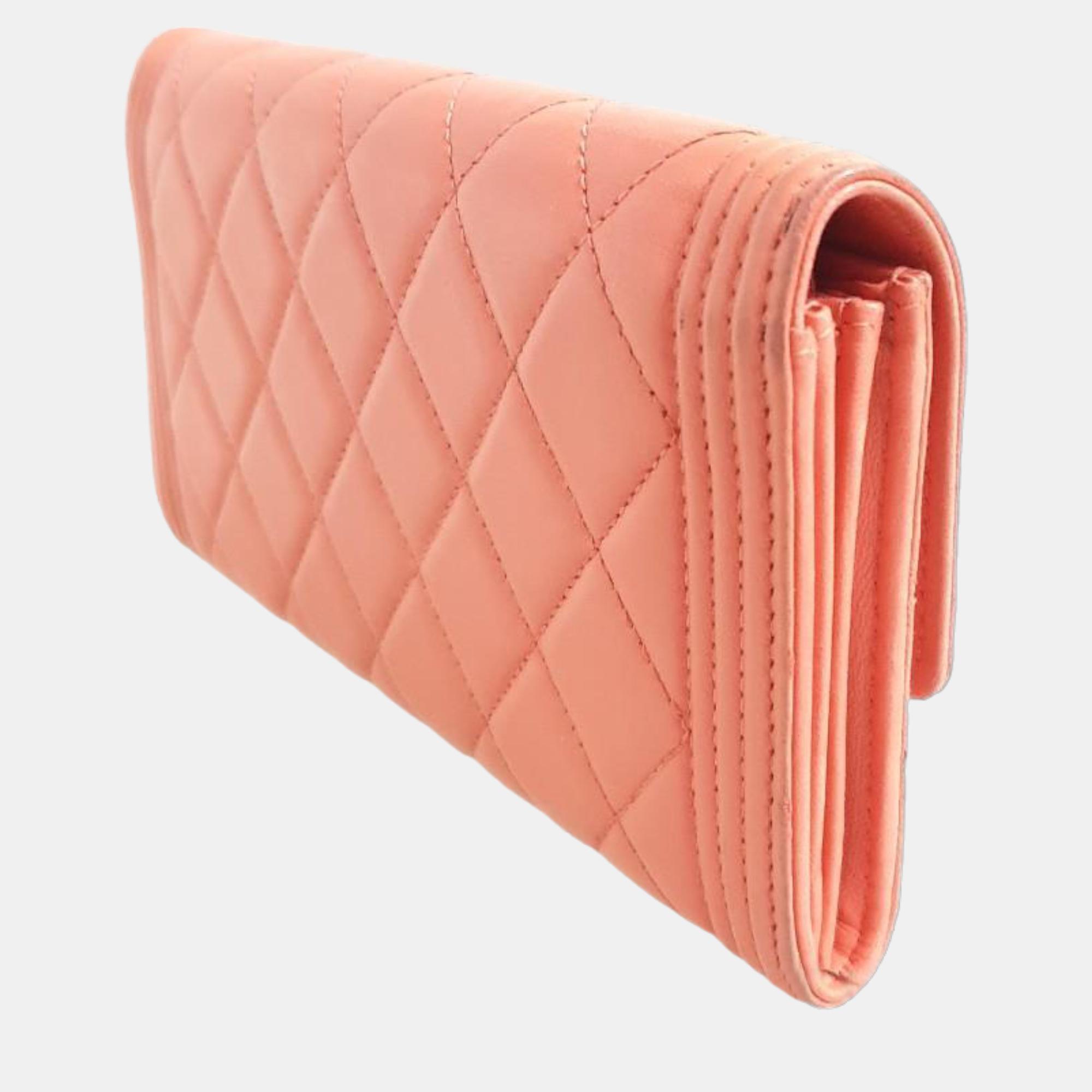 

Chanel Orange Lambskin Boy Long Wallet