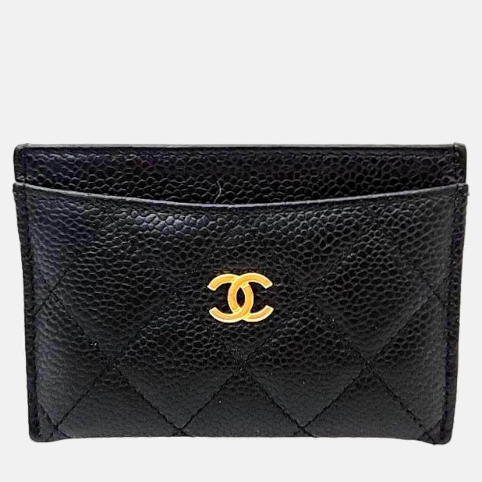 مملوكة مسبقًا Chanel Black caviar card wallet
