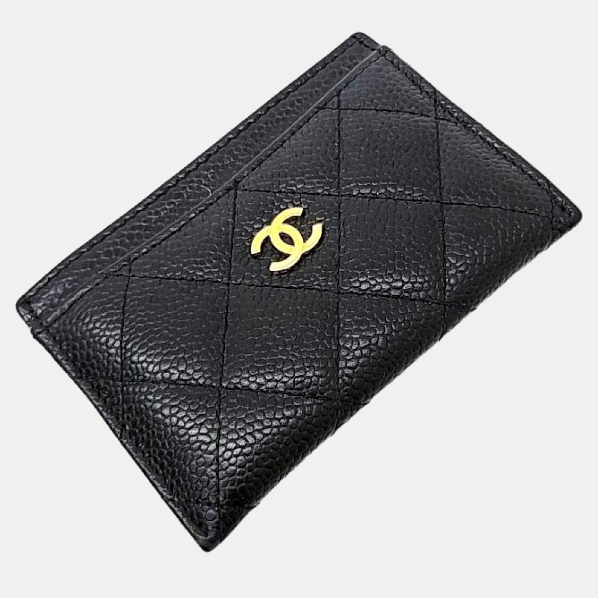 

Chanel Black caviar card wallet